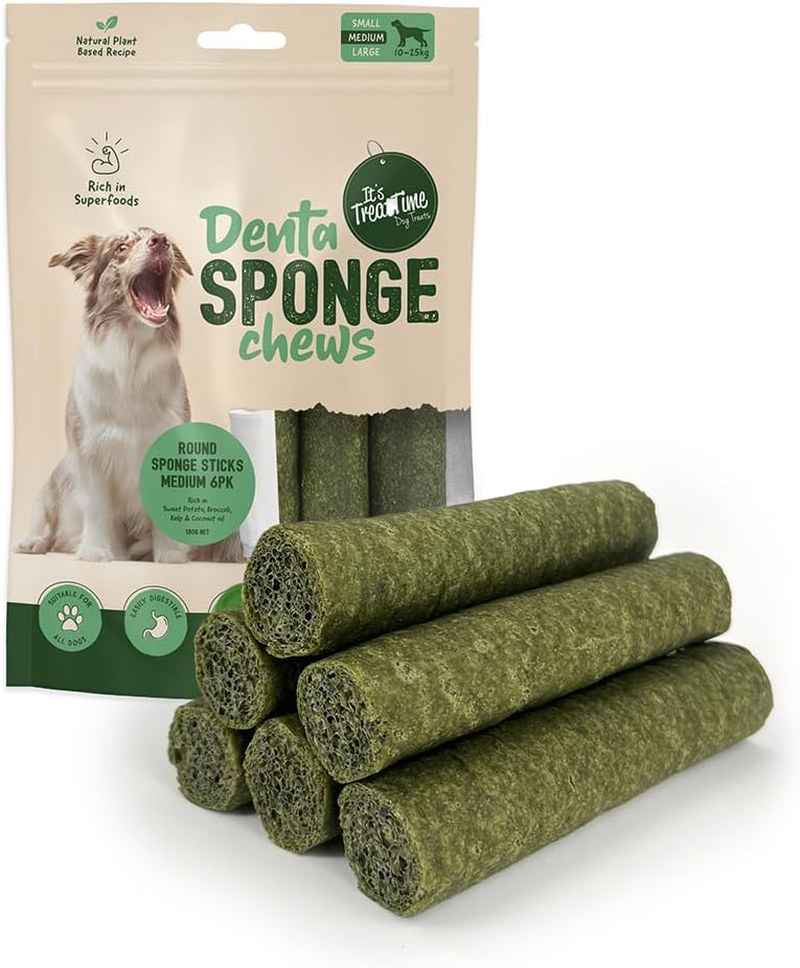 It'S Treat Time Denta Sponge Chews, round Sticks, Natural Plant Based,Small 10 Pack &ndash; Dental Chews with Superfoods, Low Fat, Easily Digestible, Helps Reduce Plaque & Tart, Seaweed Flavour image number 4