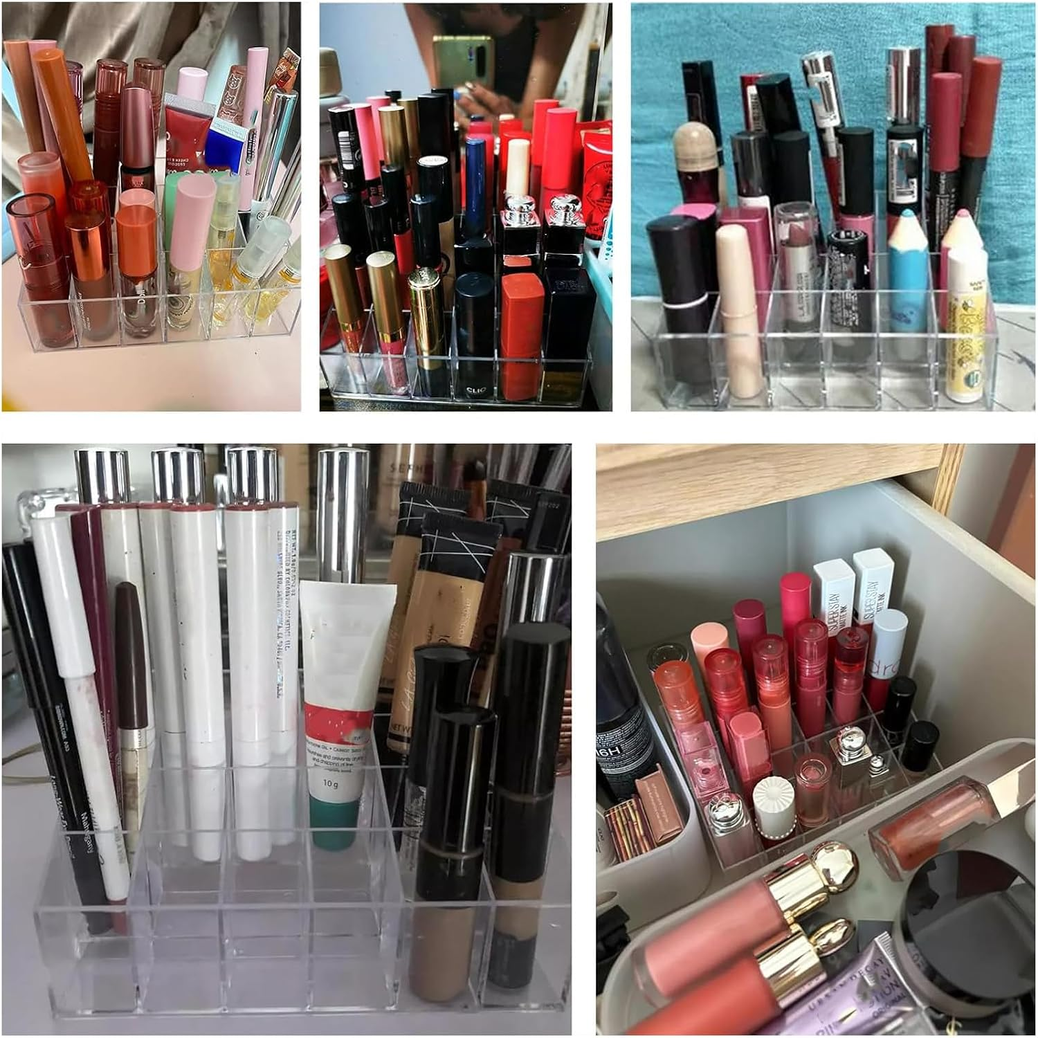 Tecbeauty Lipstick Holder, 24 Slots Clear Lipstick Organizer Acrylic Lipgloss Storage Display, Small image number 5