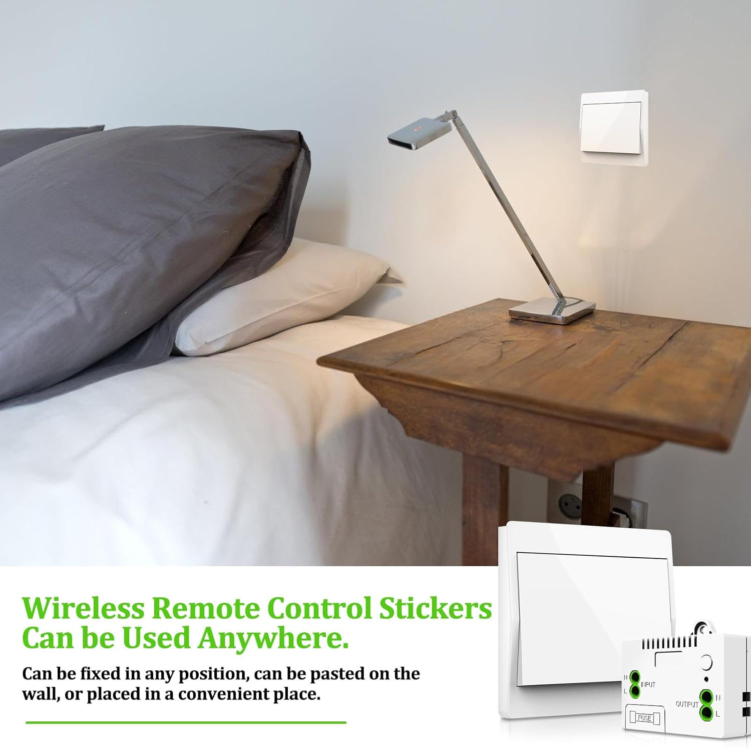 Wireless Switch Light Set, Kinetic Wireless Light Switch, 433.92 Mhz RF Radio Switch and Relay Receiver Controller, Wireless Switch 240 V with Fuse, No Wiring, Waterproof, for Home Office image number 4