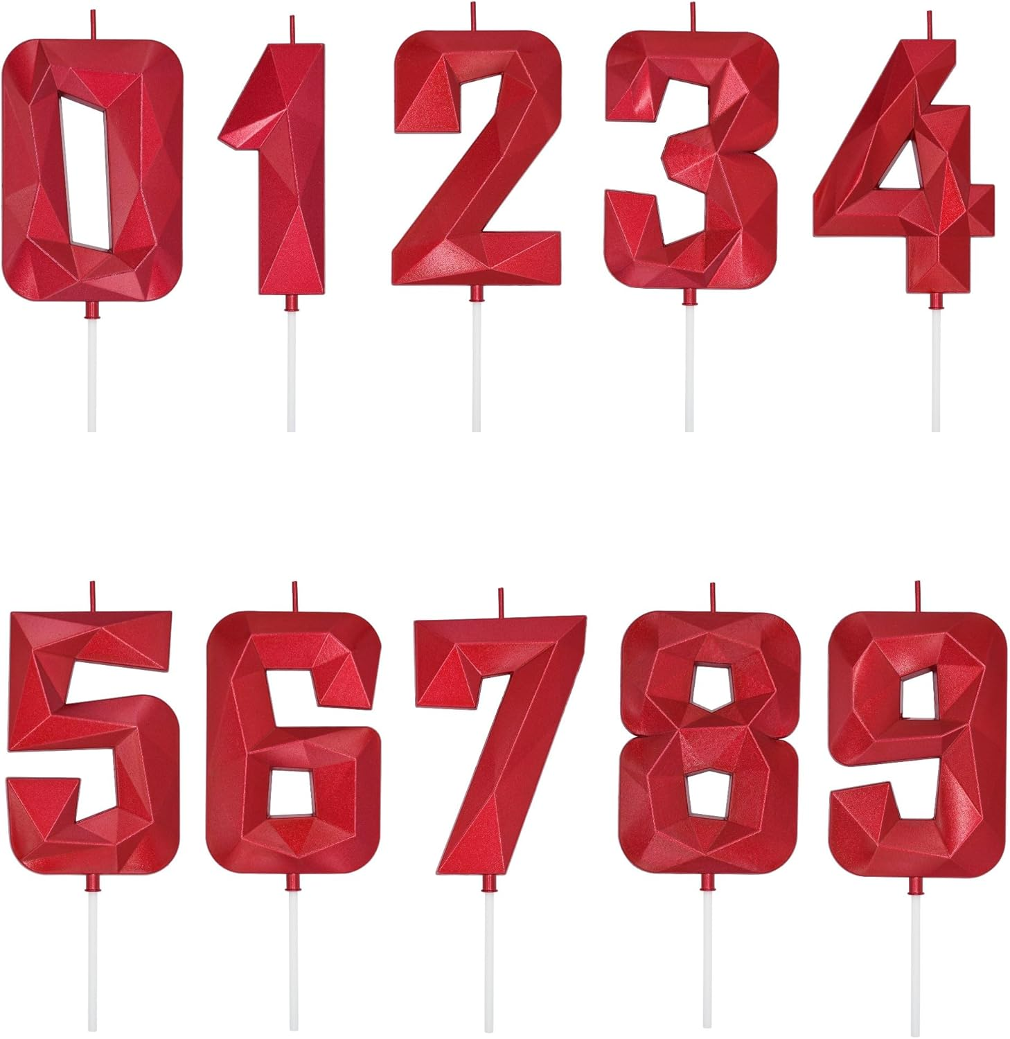 DERVENTA Large Birthday Candle Number 3D Red 3.7 Inch Party Celebration Anniversary Decoration Cake Topper 1 Piece (Number 5 Red) image number 3