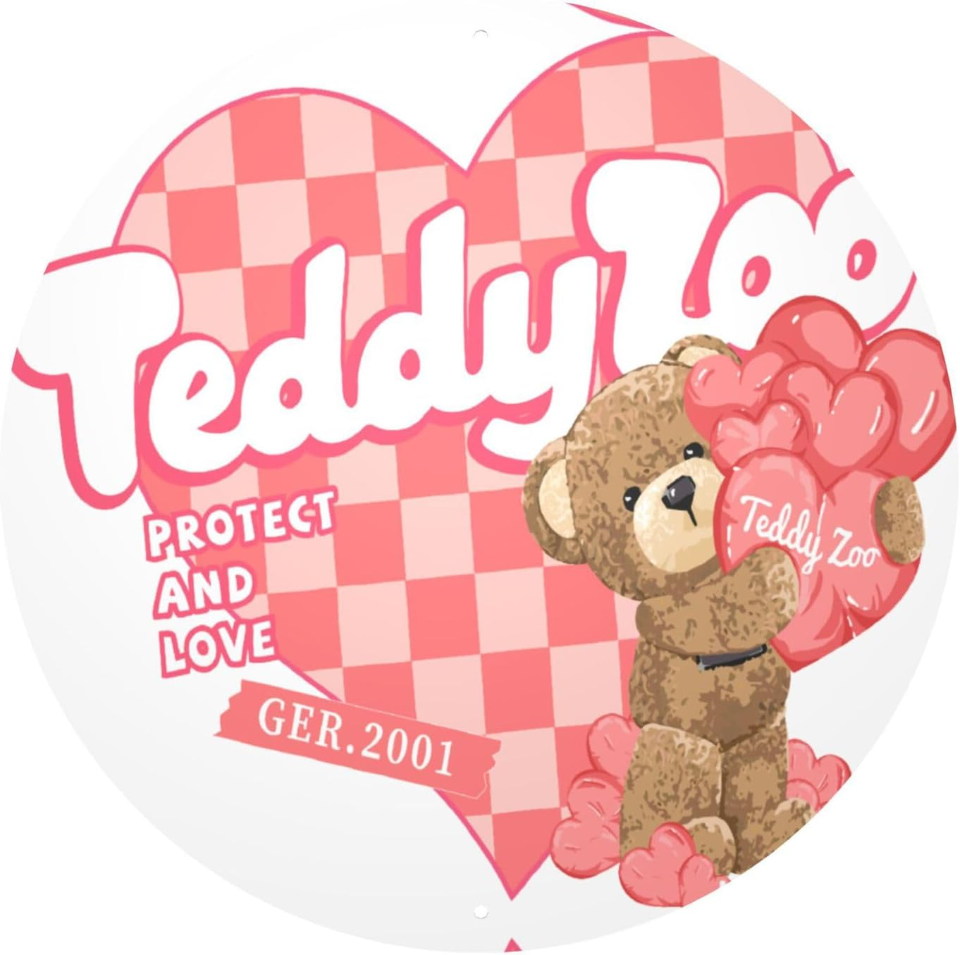 Round Love Decorative Painting Tin Sign Home Outdoor Bar Art Deco Aluminum Painting Metal Poster Fade Resistant Durable 20CM Diameter image number 4