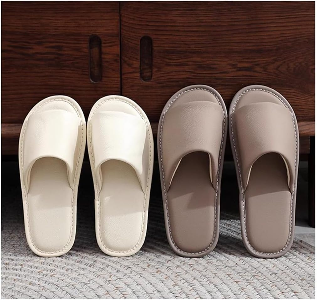 Leather Slippers for Old Men Women，Comfortable and Durable, with a Non-Slip Oxford Sole. Suitable for All Seasons(Khaki,41/42 EU) image number 7