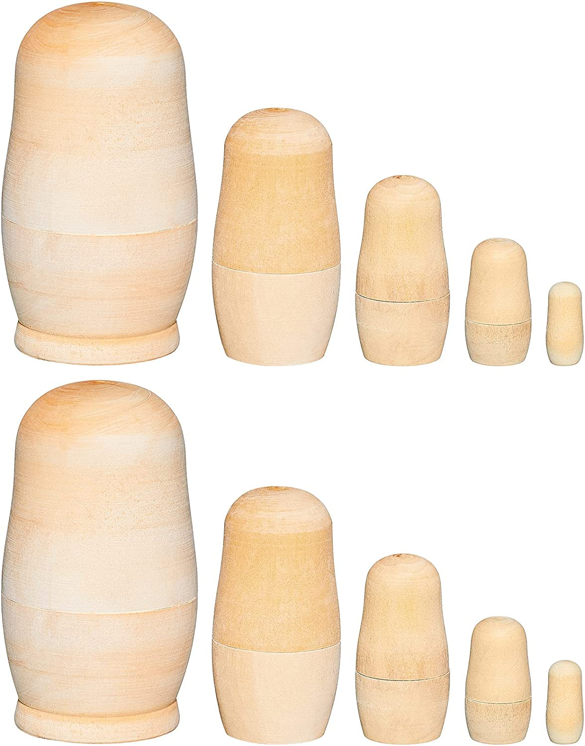 2 Sets Unpainted Nesting Dolls Blank Russian Nesting Dolls Personalize Create Your Own Christmas Russian Doll Wooden Matryoshka DIY Dolls Kit for Kids image number 3