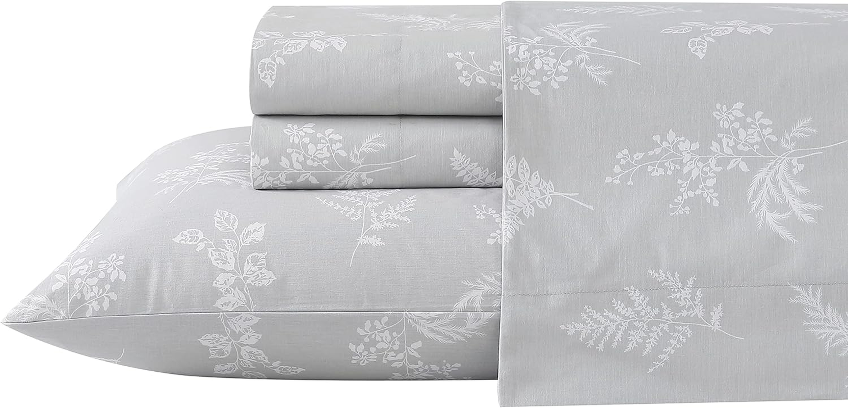 Stone Cottage - Queen Sheets, Cotton Percale Bedding Set, Crisp & Cool Home Decor (Blue Sketchy Ditsy, Queen)