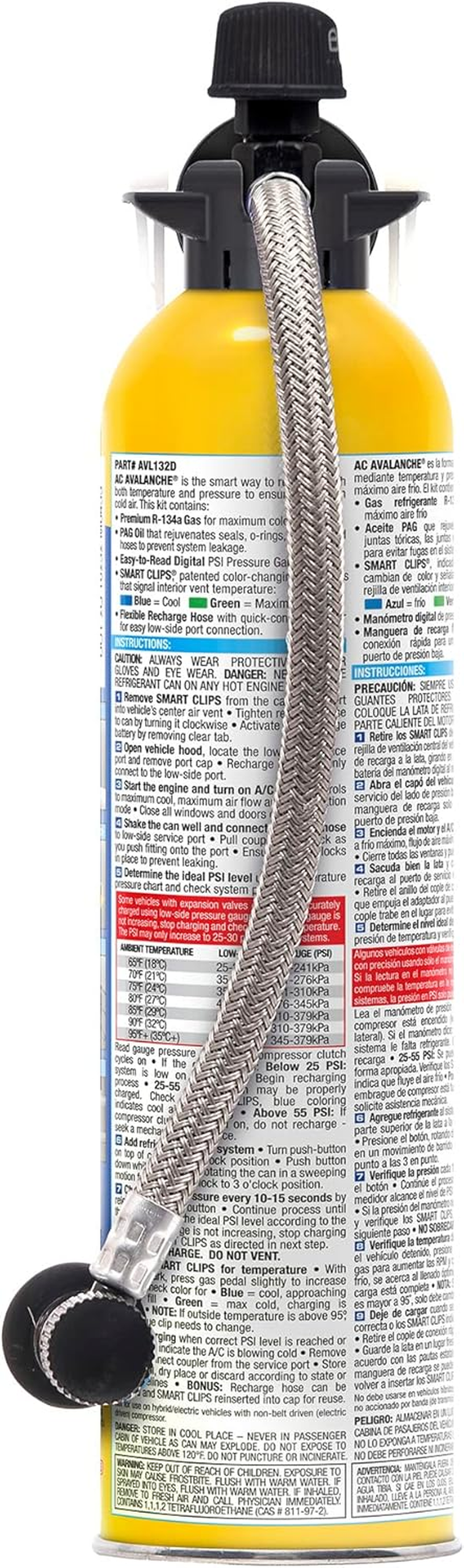 AC AVALANCHE Premium 18Oz R-134A A/C Recharge Kit with Pressure Gauge image number 4