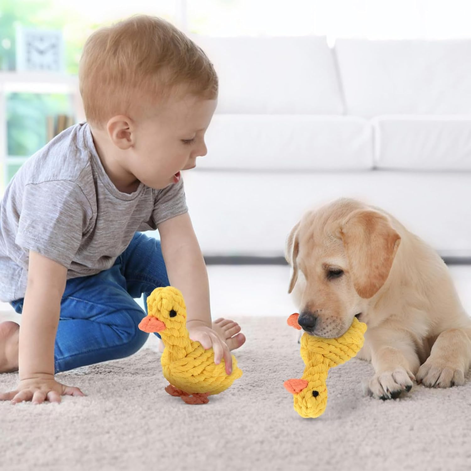 UOY Pet Chew Toy, Pack of 2 Dog Toy Rope Dog Chew Toy, Dog Teeth Cleaning Rope Toy, Dog Pets Chewing for Interactive Pet Play Training Toy image number 5