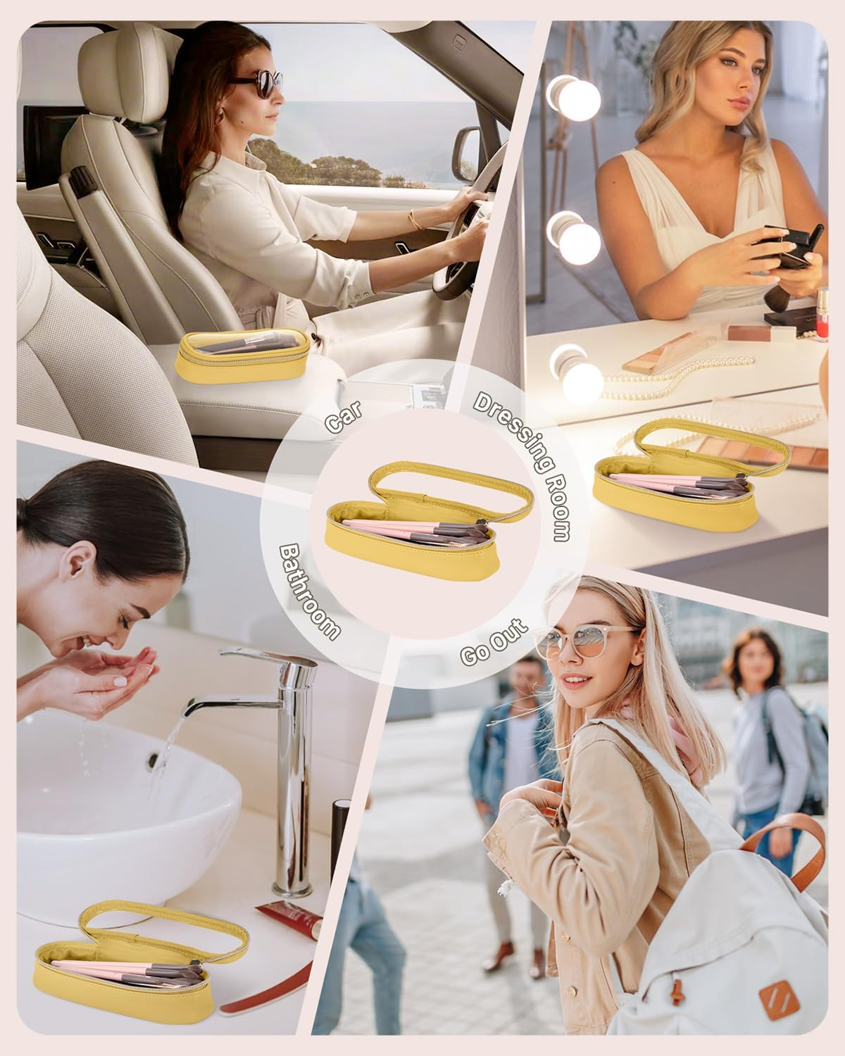 Clear Travel Makeup Brush Holder, Leather Makeup Brush Toiletry Bag image number 2