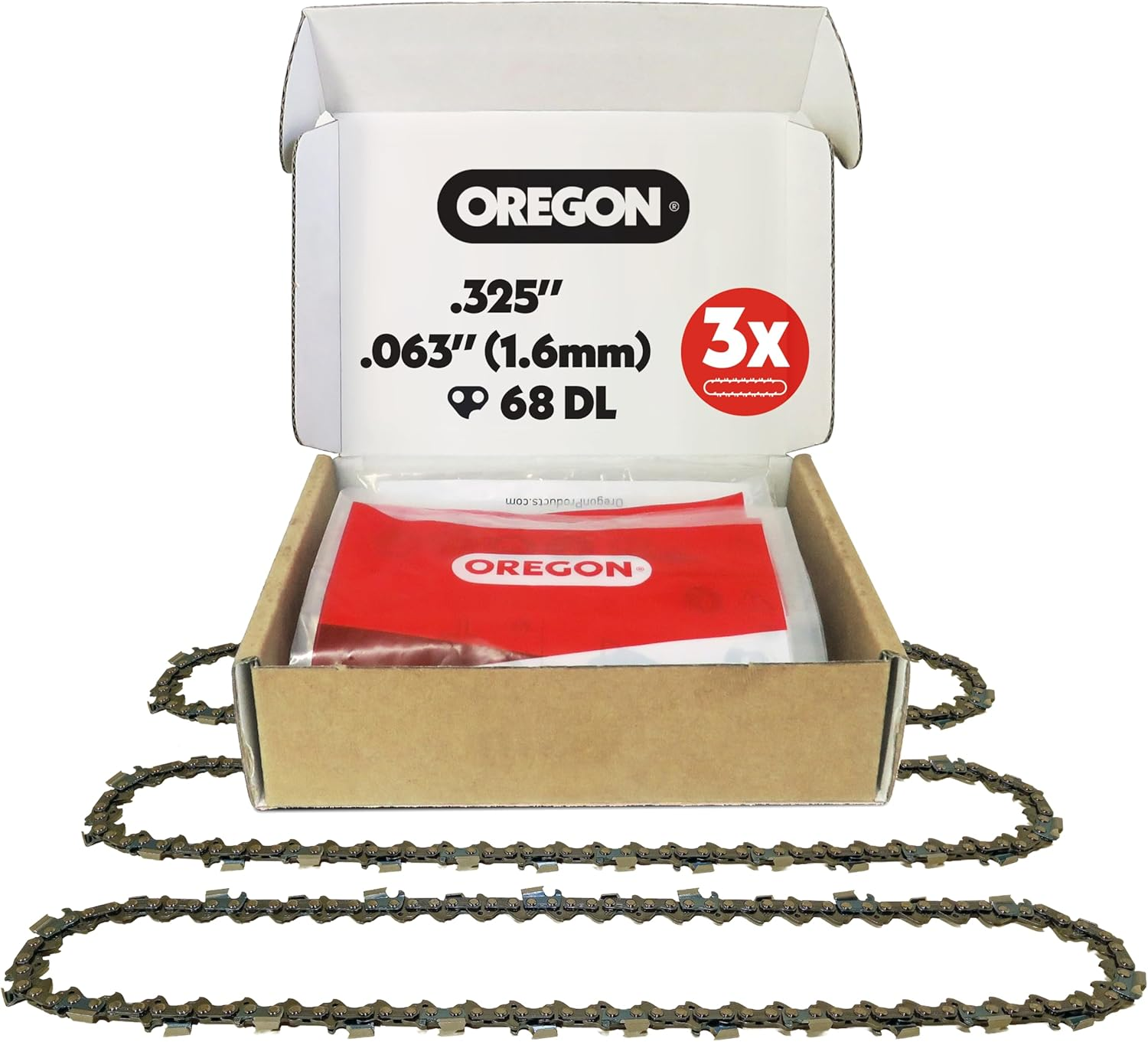 Oregon (Pack of 3) V68 Powercut Chainsaw Chain for 18-Inch Bar, 68 Drive Links, .325" Pitch, .063" Gauge, Fits Stihl (22Lpx068G),Grey image number 1