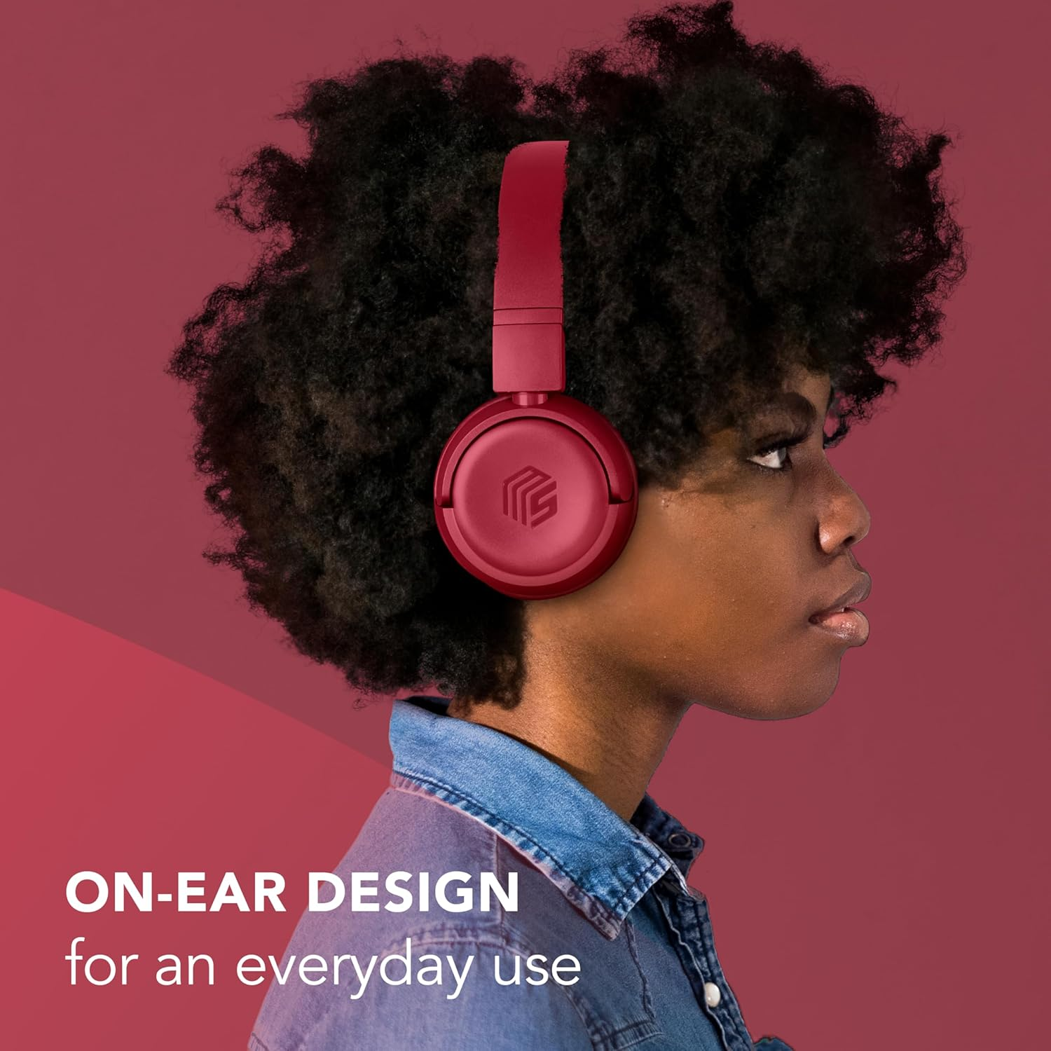 Music Sound - VIBED - Bluetooth Headset with Rotating and Folding Ear Pads - Padded Headband for Maximum Playtime 35 Hours - Red image number 3