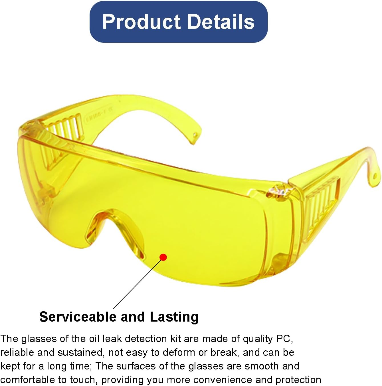 AC Leak Detector Kit Automotive, Auto Air Conditioner Flashlight Leak Detector Tool , Fluorescent Protective Glasses Air Conditioning Accurate Leak Detector Kit, UV Oil Dye Leak Detection Kit (L) image number 4