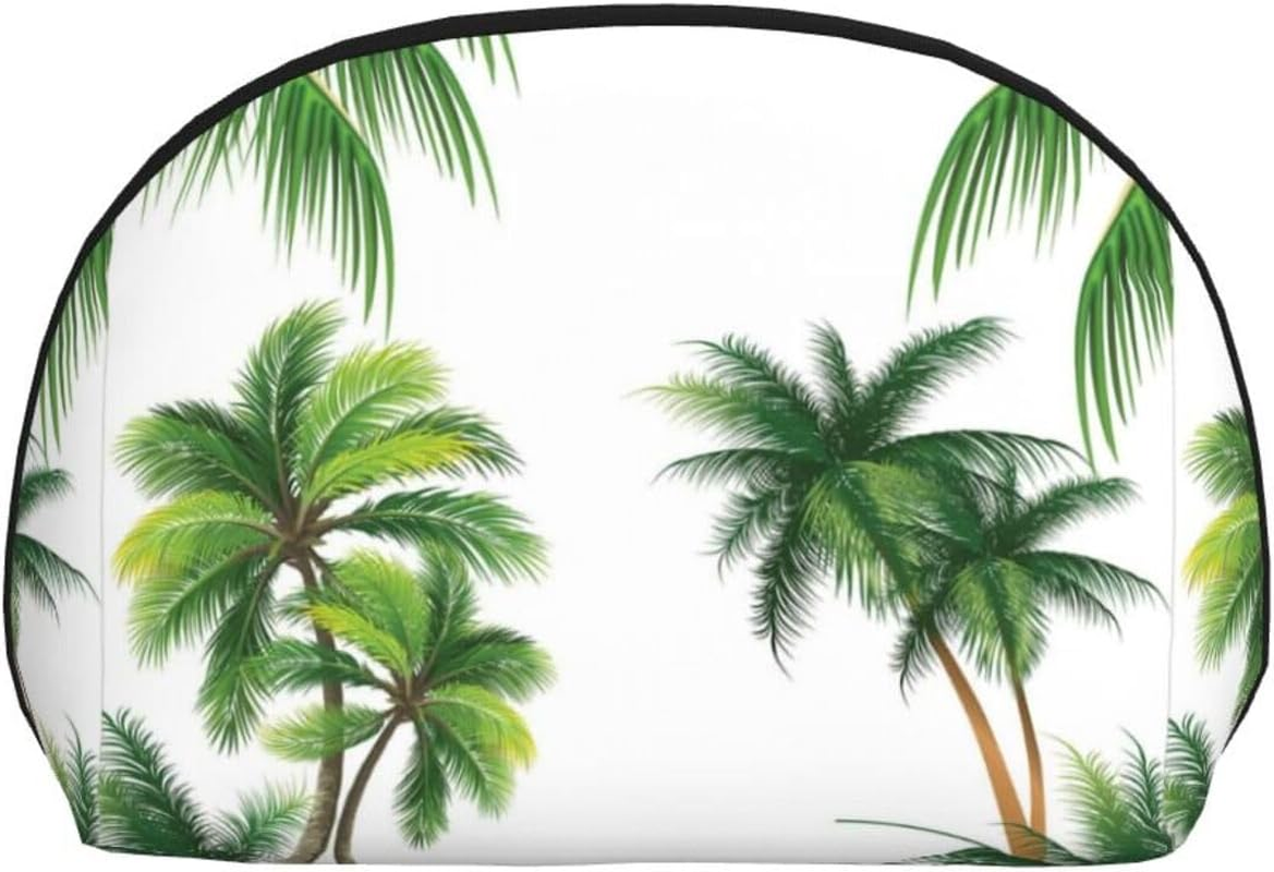 Cozimangoe Coin Pouch Makeup Bags Set, 2 Piece Shell Shape Cosmetic Bag with Pockets for Daily Travel Handbag Lipstick Keys Toiletry, Personalized Coconut Palm Tree image number 3