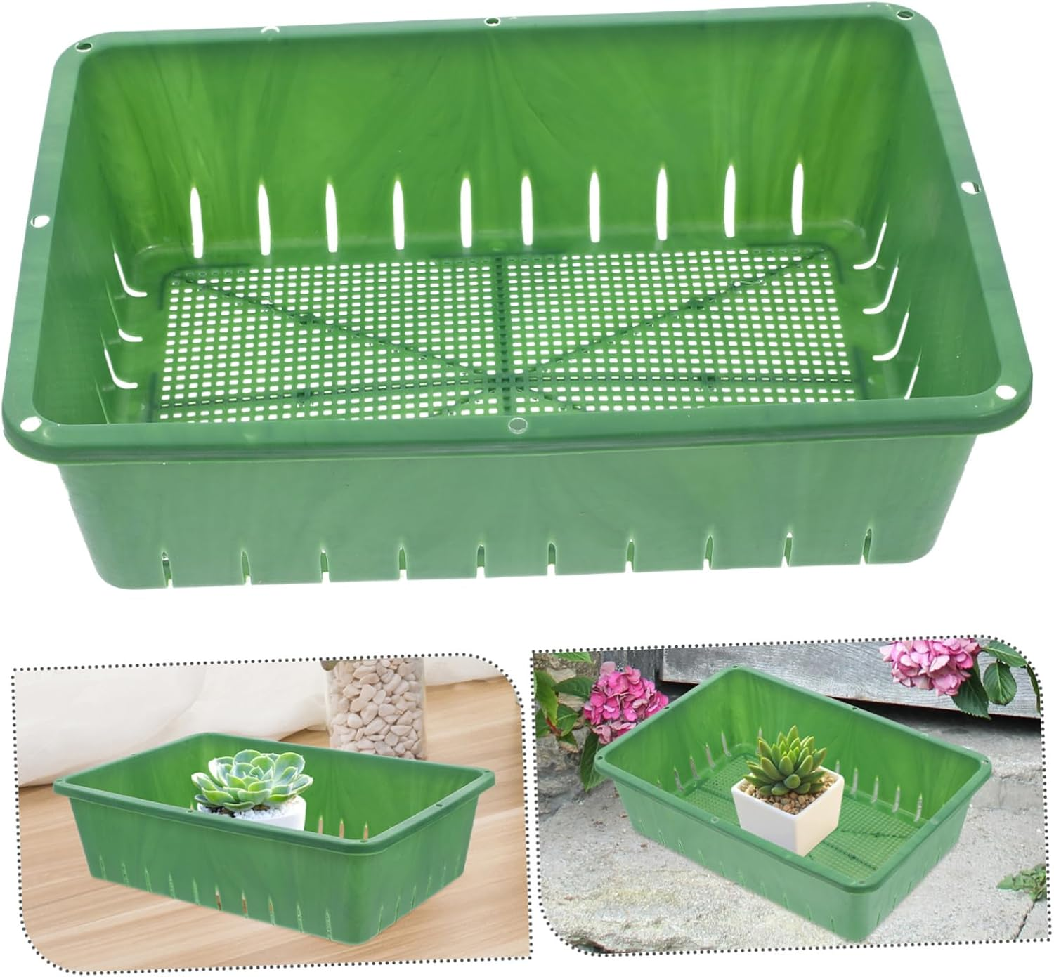 BEBEMOKO Breathable Seedling Tray and Sprout Growing Tray for Indoor Gardening Small 26X18X7Cm 2Pcs Suitable for Succulents and Seed Germination