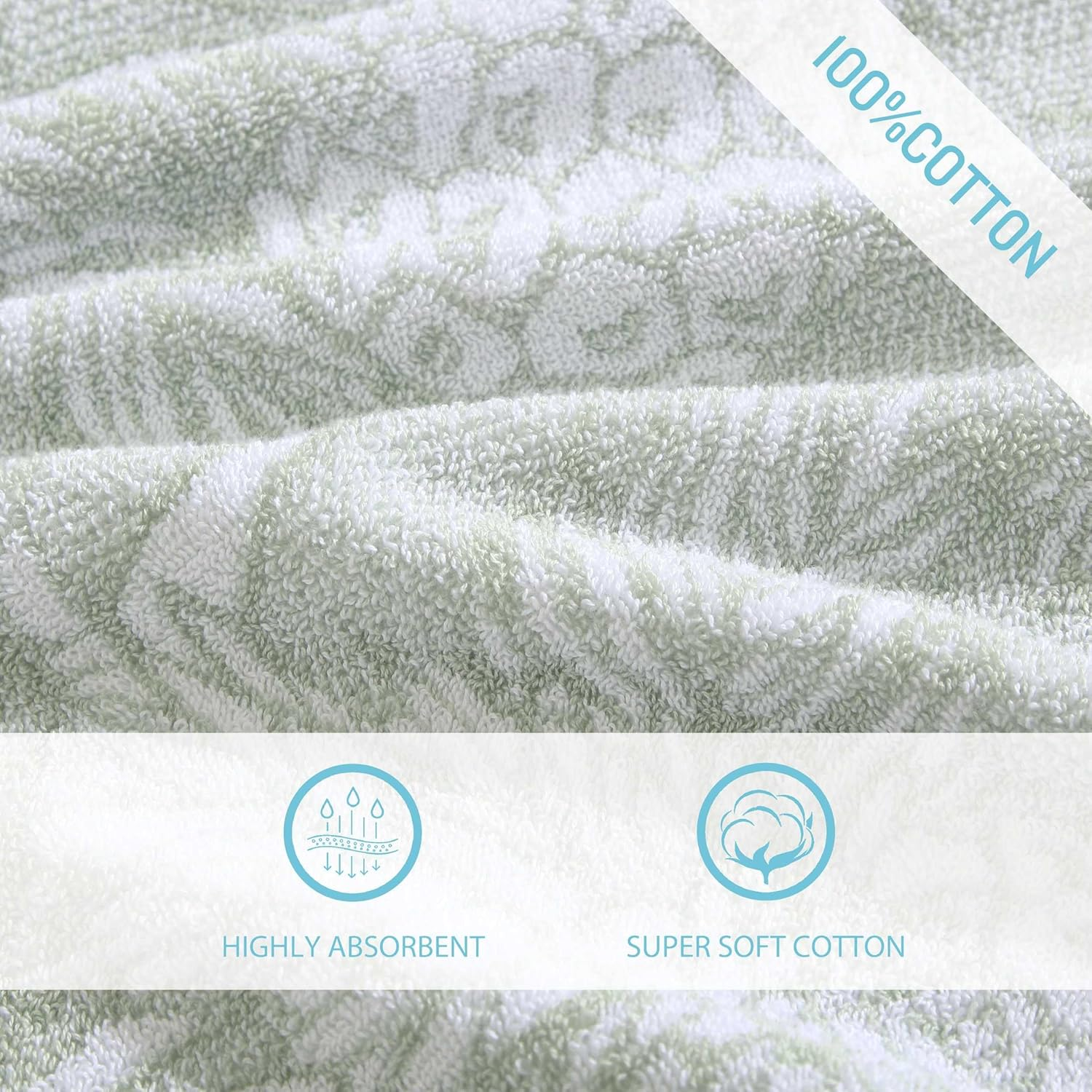 Tommy Bahama - Bath Towels, Soft & Absorbent Cotton Towels, Oeko-Tex Certified (Pineapple Venture Green, 6-Piece) - Art Of Palms Blue image number 5