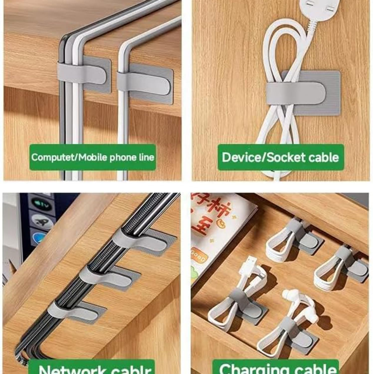 60-Pack Self-Adhesive Cable Ties, Reusable Fastening and Organizing Data Cables.Self-Stick Fastening Cable Straps, Adhesive-Backed Cord Organizers, Cable Straps for Household Office Essentials image number 5