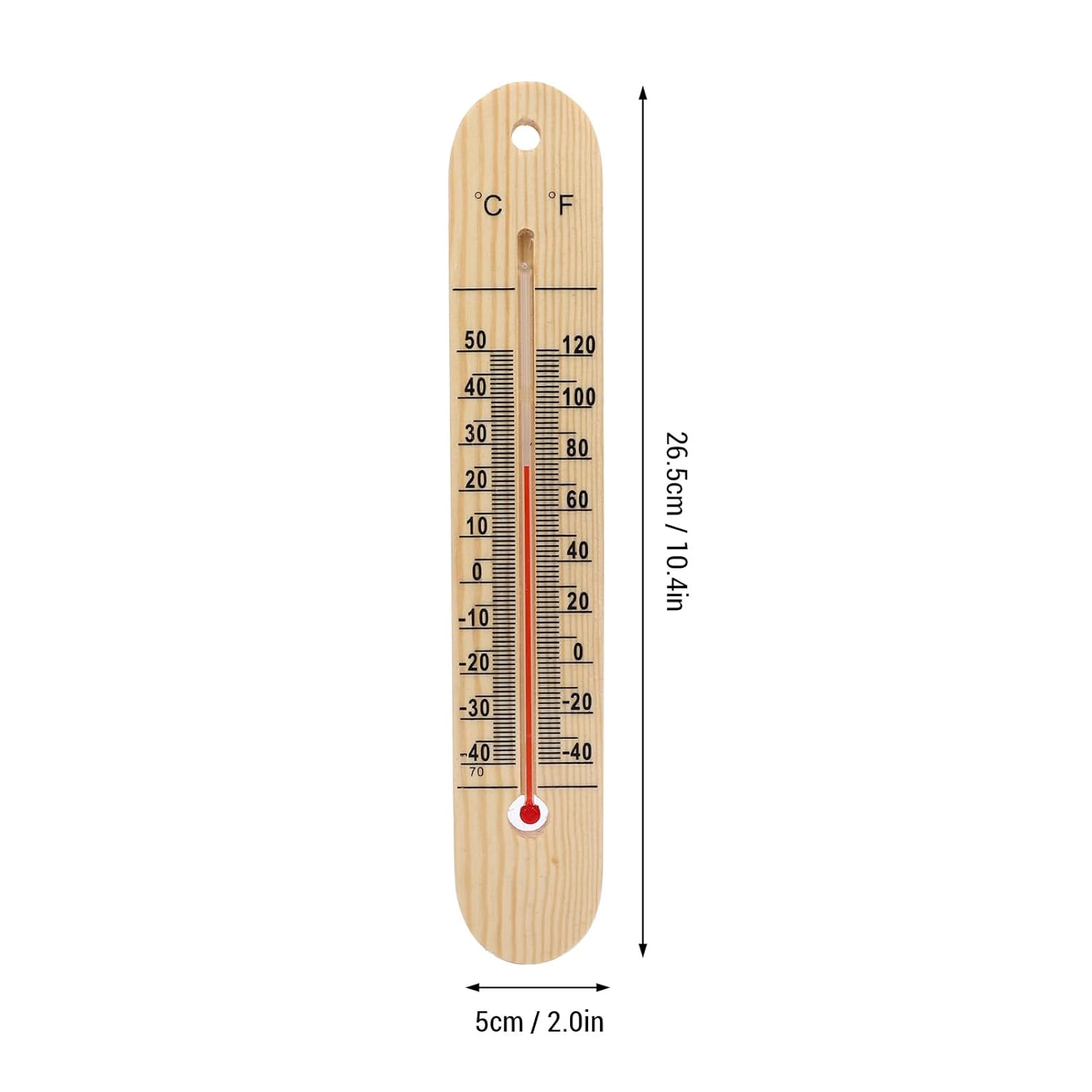 Indoor Outdoor Thermometer, Decorative Wooden Wall Thermometer with Double Scales Fahrenheit (℉) and Celsius (℃), Wall Temperature Gauge for Patio Garden Greenhouse image number 4