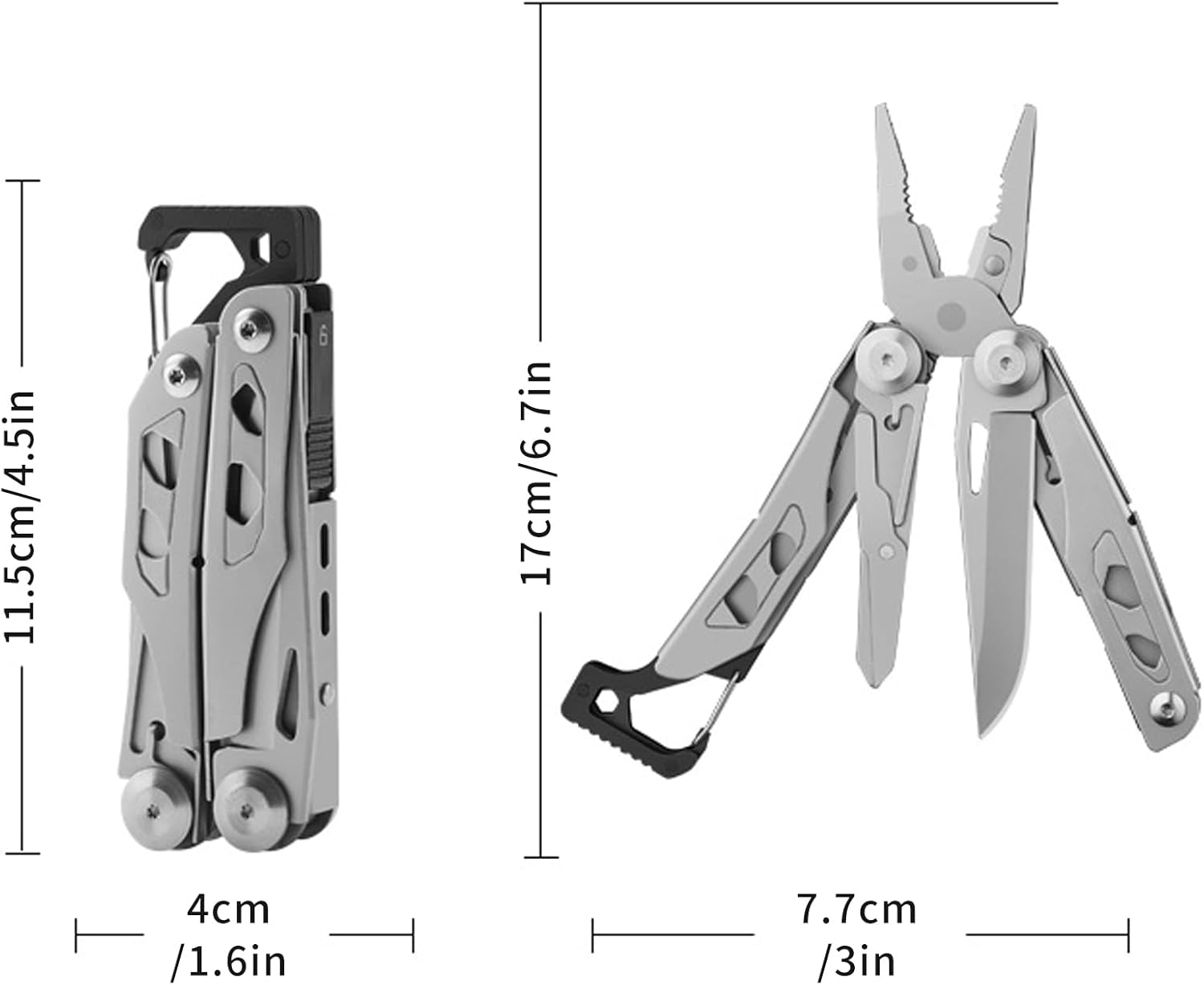 Multitool Pliers and Scissors, 13 in 1 Stainless Steel Portable Foldable Pocket Multi Tool, anti Slip Mini Camping Tool for Screwdriver, Bottle Opener (With Belt Clip)