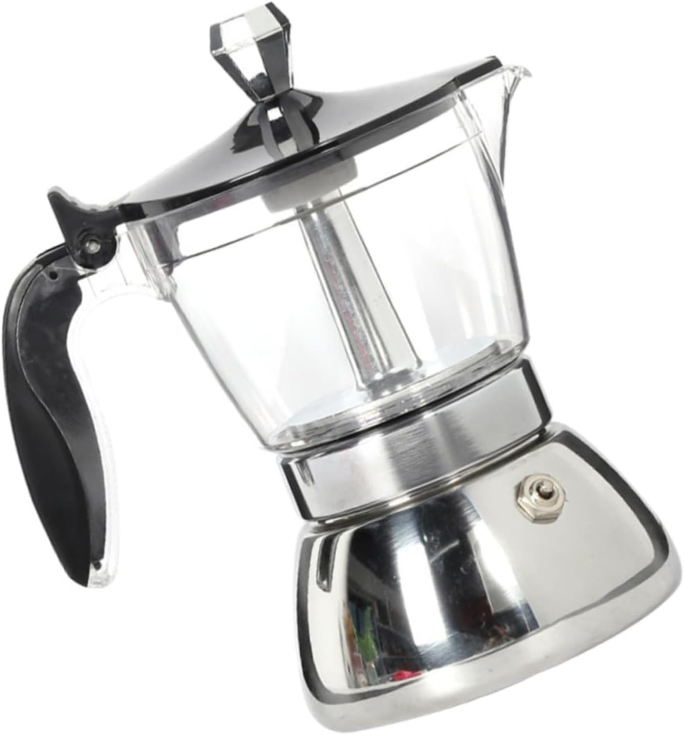 Transparent Coffee Pot for Home and Office Stainless Steel Filter Espresso Maker with Ergonomic Handle Visible Brewing and Easy to Use image number 6