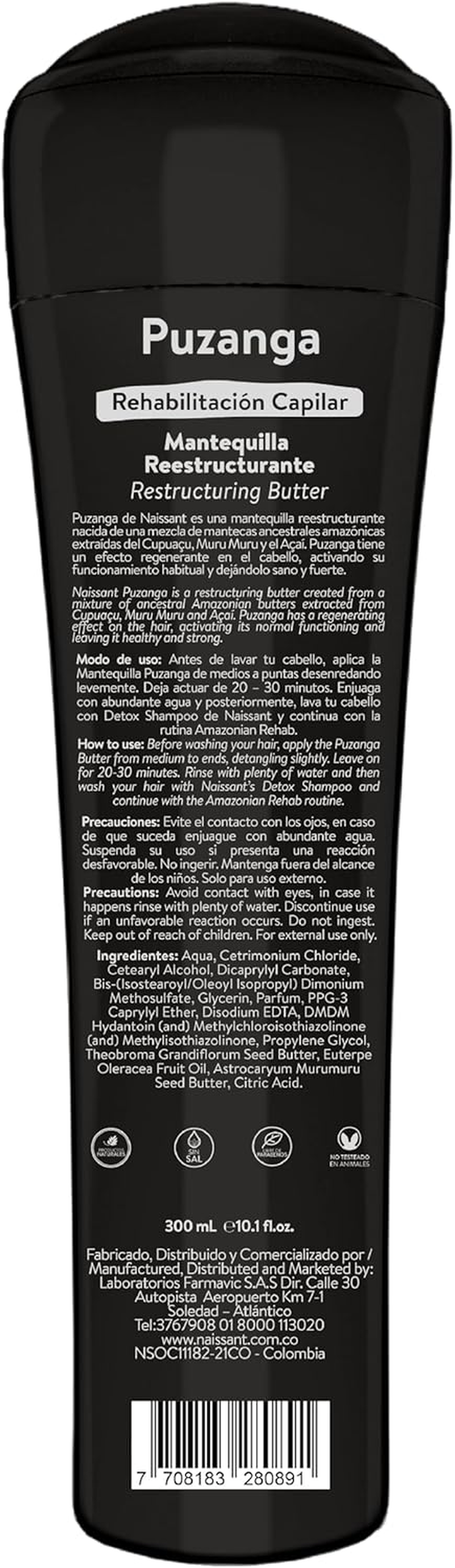 Naissant Amazonian Rehab Hair Care Puzanga Butter | Enriched with Muru Muru, Cupua&ccedil;u, and A&ccedil;a&iacute; | Nourishing Pre-Shampoo for Lightweight, Soft, and Damaged Hair Repair (10.1 Fl Oz) image number 1