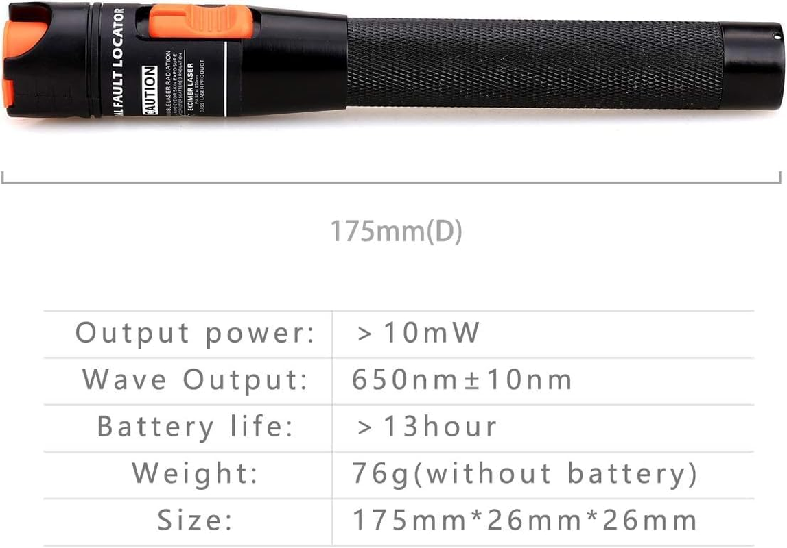 FRALINK Visual Fault Locator 10KM, VFL Fiber Optic Tester Kit Include Single Mode 9/125Um FC Male to LC Female Adapter, Fiber Light Pen for Network Cable Test image number 4