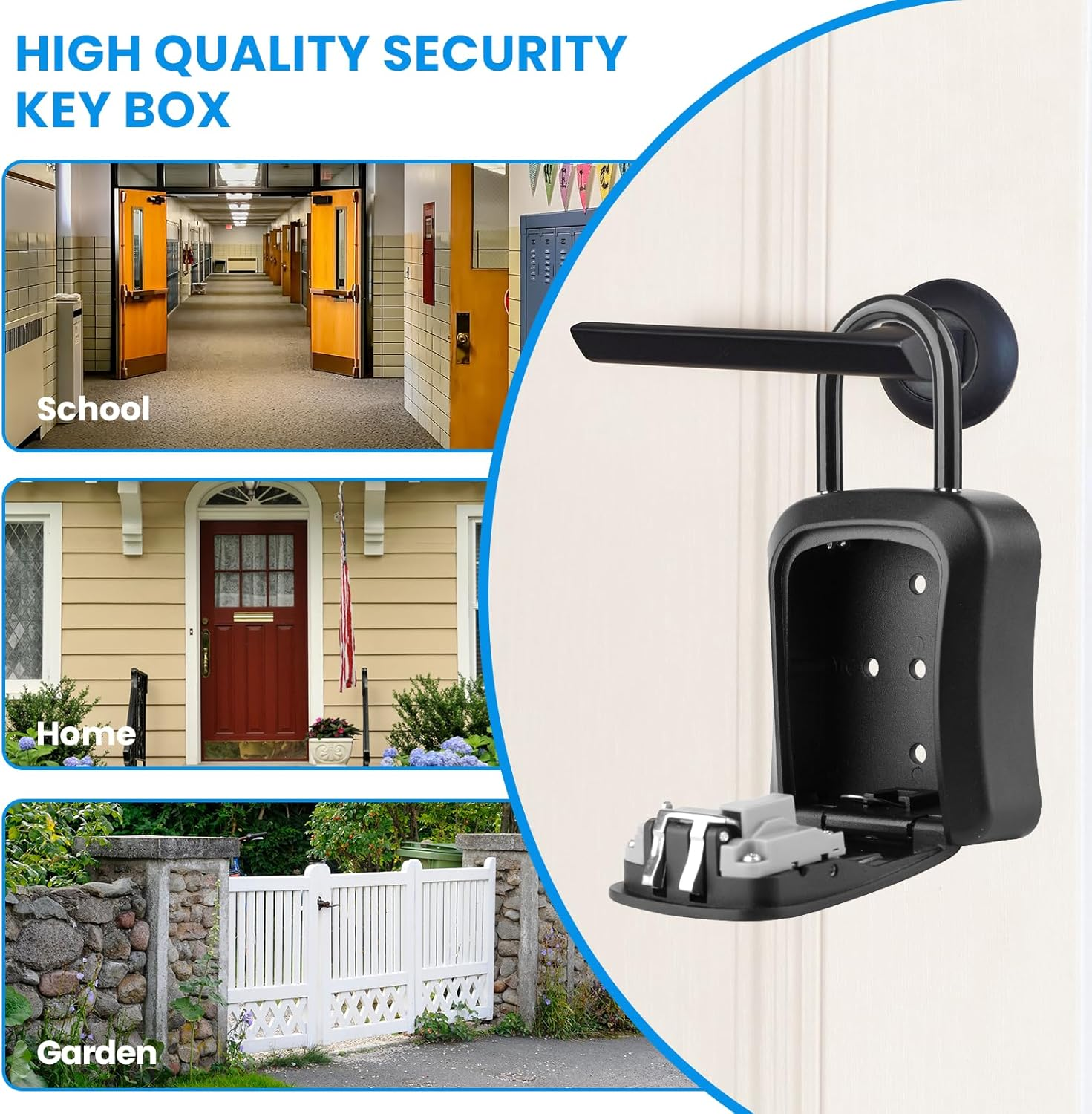 Extra Large 4-Digit Password Key Lock Box, Hanging Resettable Lock Box, with Removable Key Lock Box for outside Can Store House Keys, Car Keys and Door Cards, Suitable for Home, Office, Garage image number 6