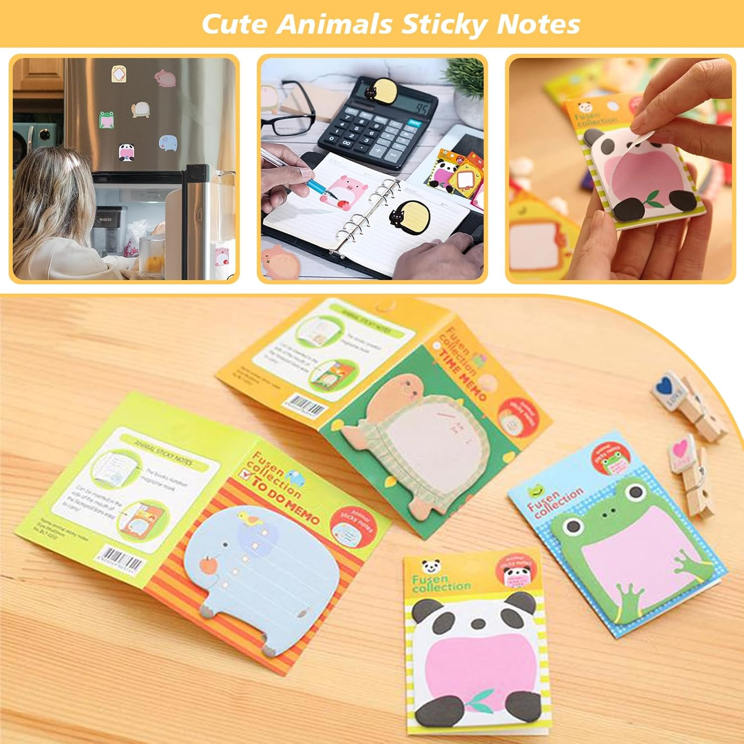 40 Pack Cute Animals Sticky Notes, 8 Kinds Cartoon Animals Sticky Note, Cartoon Refrigerator Sticky Notes, Self-Stick Message Notes for School Office Memo Student Gifts (800 Sheets) image number 2