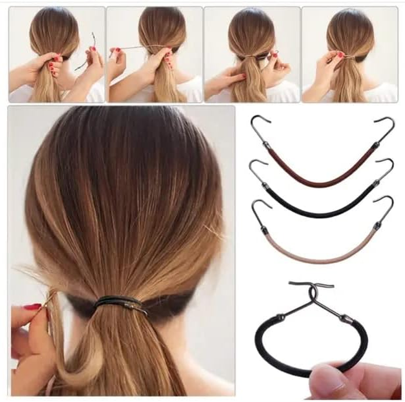 Felefi 6 X Elastic Bungee Ponytail Hooks - Mix Colour