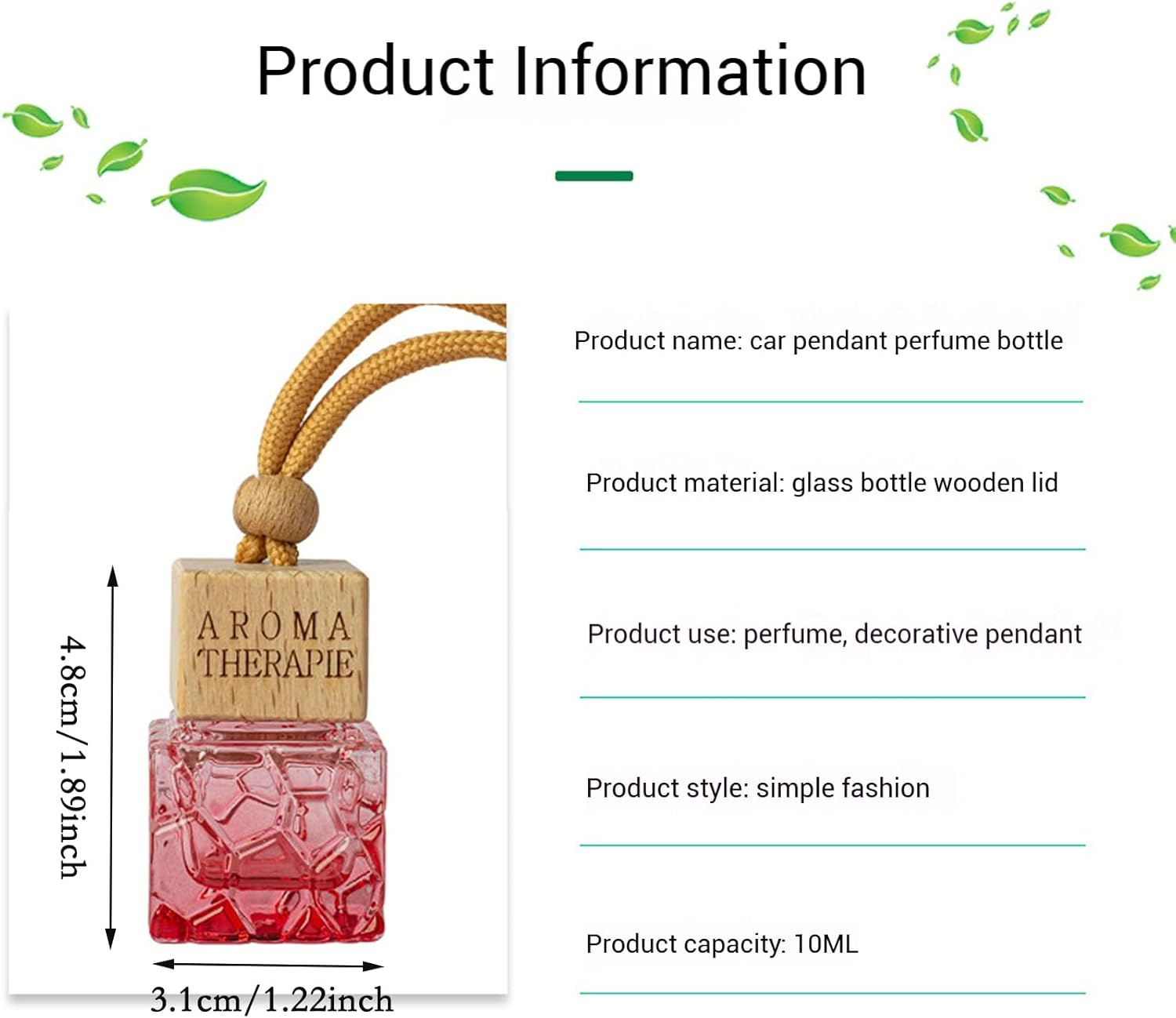 Manwetye 6 PCS Car Hanging Diffuser Bottle - 8Ml Empty Perfume Pendant for Essential Oil Aromatherapy Storage | Refillable Home & Car Air Freshener Vials(Assorted Colors) image number 4