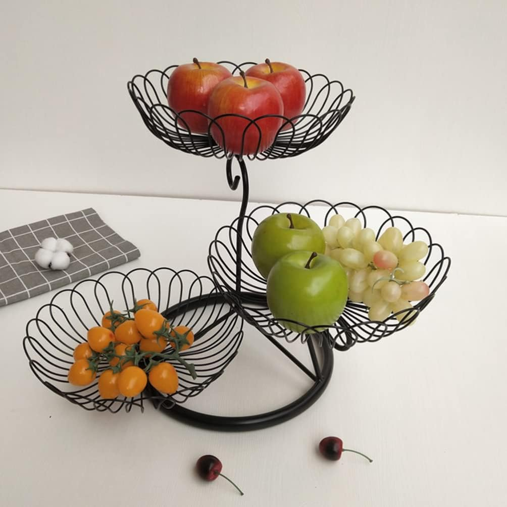 Zerodeko Multifunctional Iron Fruit Basket Storage Container for Snacks and Fruits Stylish Home Organizer for Kitchen Counter Premium Quality Design