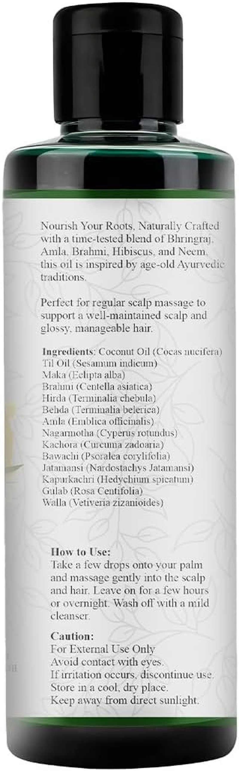 Raslok Bhringraj Hair Oil 6.76 Fl Oz &ndash;200Ml | Ayurvedic Botanical Blend with Amla, Neem, Hibiscus & Brahmi | Cold-Pressed | Non-Gmo | No Mineral Oil | Made in India