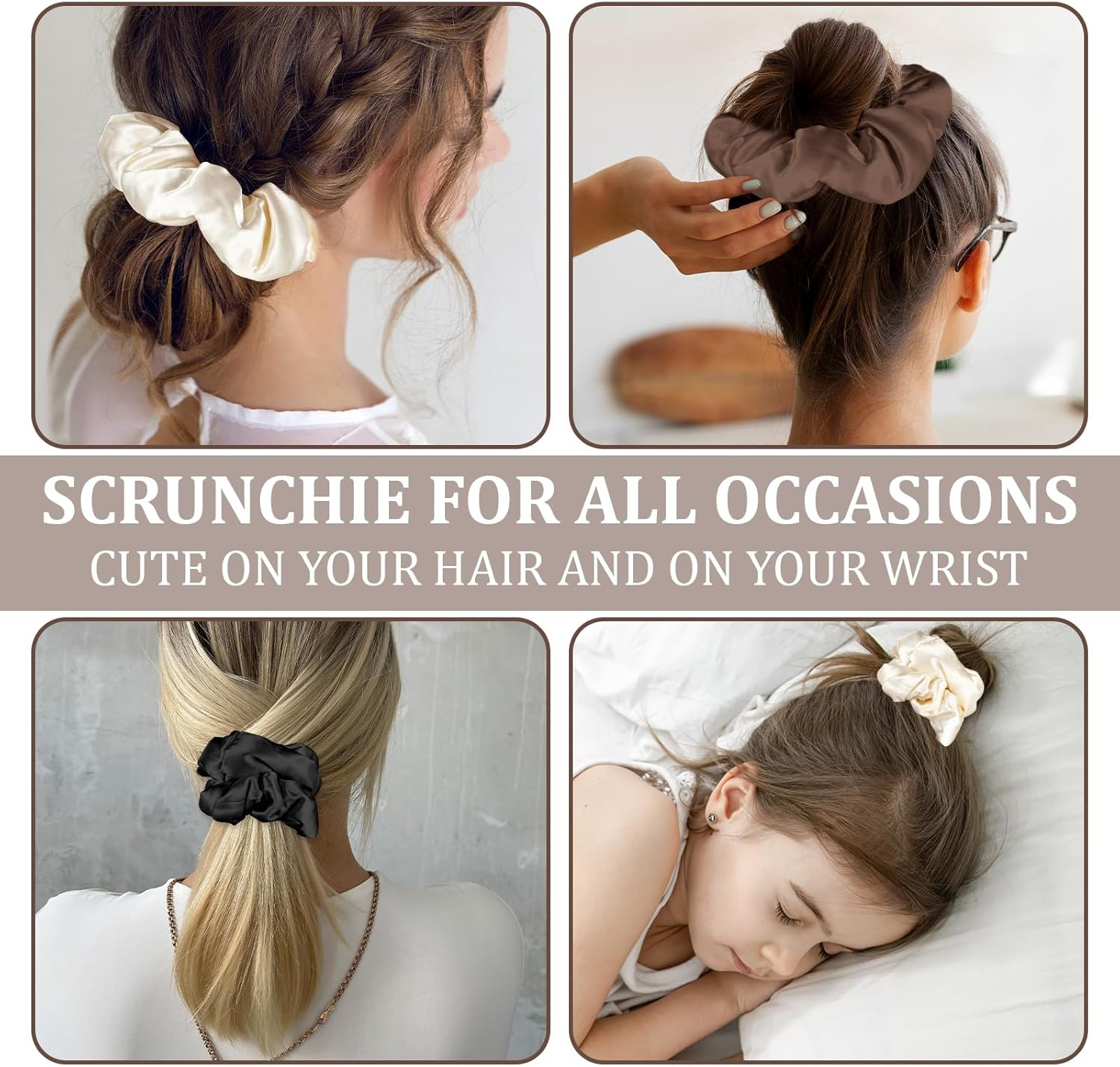 3Pcs Big Scrunchies for Women Girls, 5.12'' Satin Scrunchies No Damage Silk Pillow Scrunchie Ponytail Holders for Thick Curls Hair Sleep image number 6
