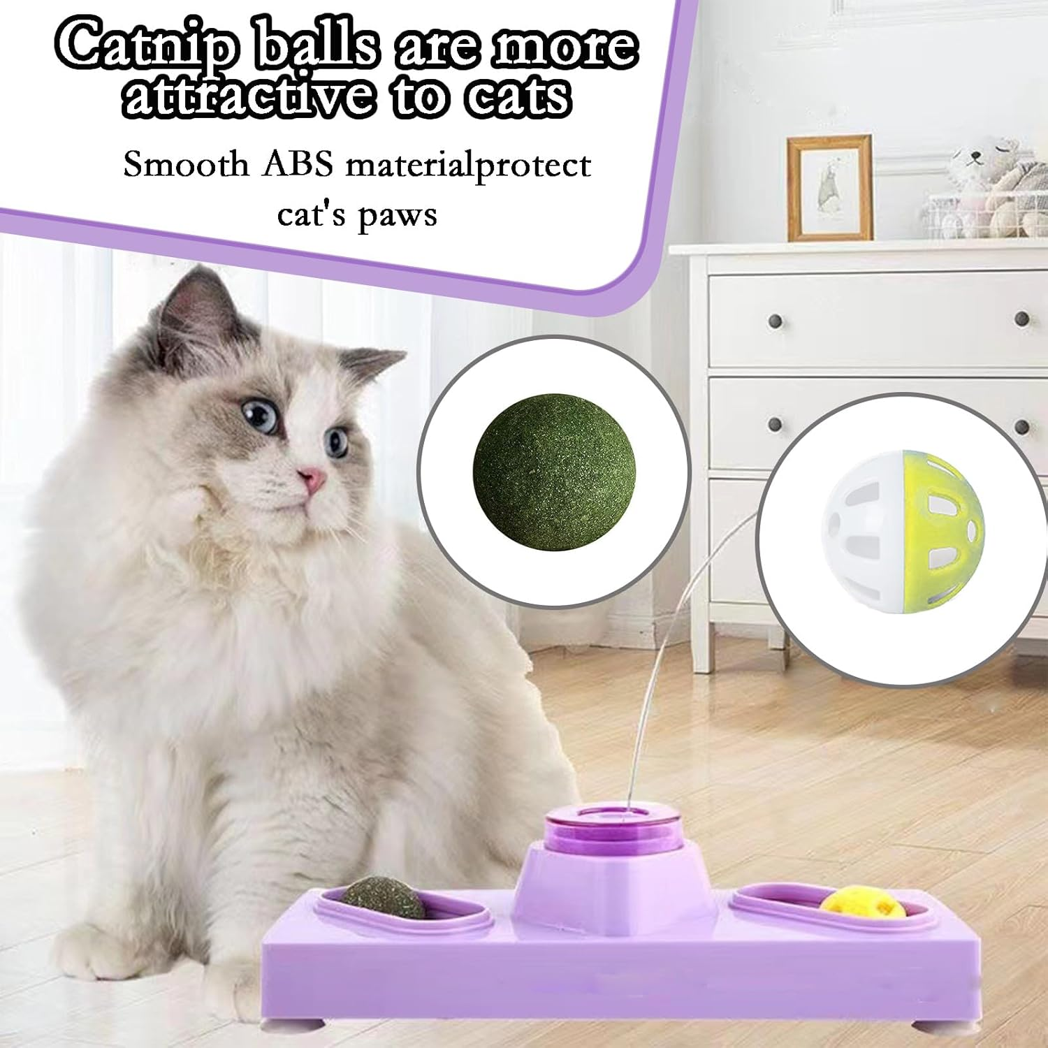 Cat Toys 3 in 1 Interactive Cat Toys for Indoor Cats - with Interactive Butterfly Flutter,Track Balls and Catnip image number 3