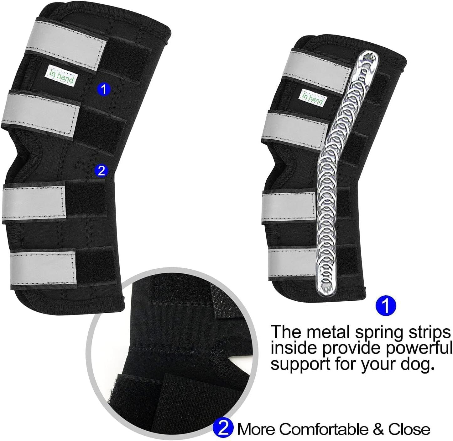 Back Leg Braces for Dogs with Dual Metal Strips and Reflective Straps. This Leg Support Is Designed for Issues like Luxating Patella and Serves as an ACL Support for Hind Legs. (Black, XS) image number 5