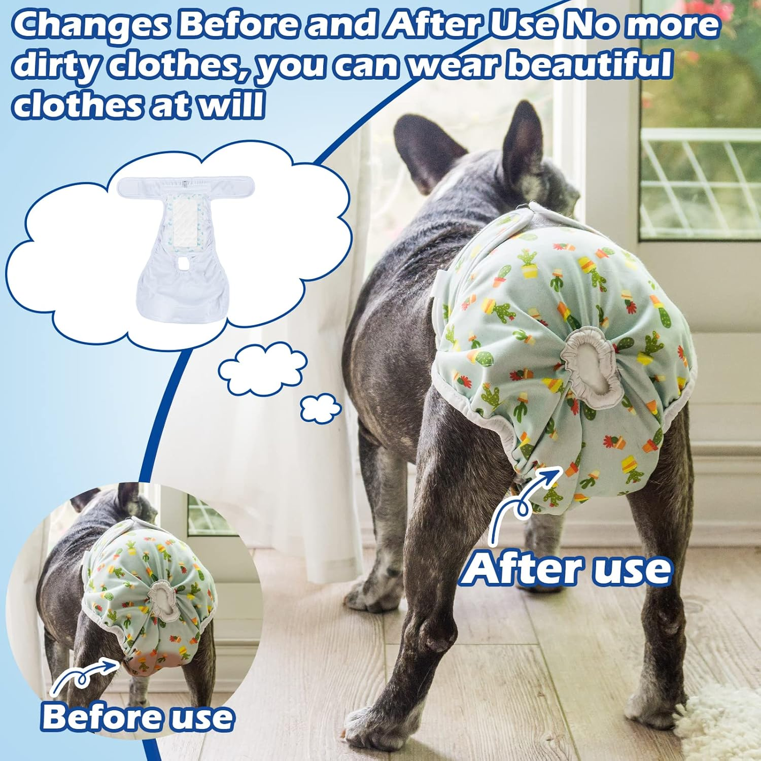 Disposable Dog Diaper Liners Booster Pads for Male & Female Dogs, Doggie Diaper Inserts Fit Most Types of Dog Diapers - Pet Belly Bands & Male Wraps-L-80Pcs image number 5