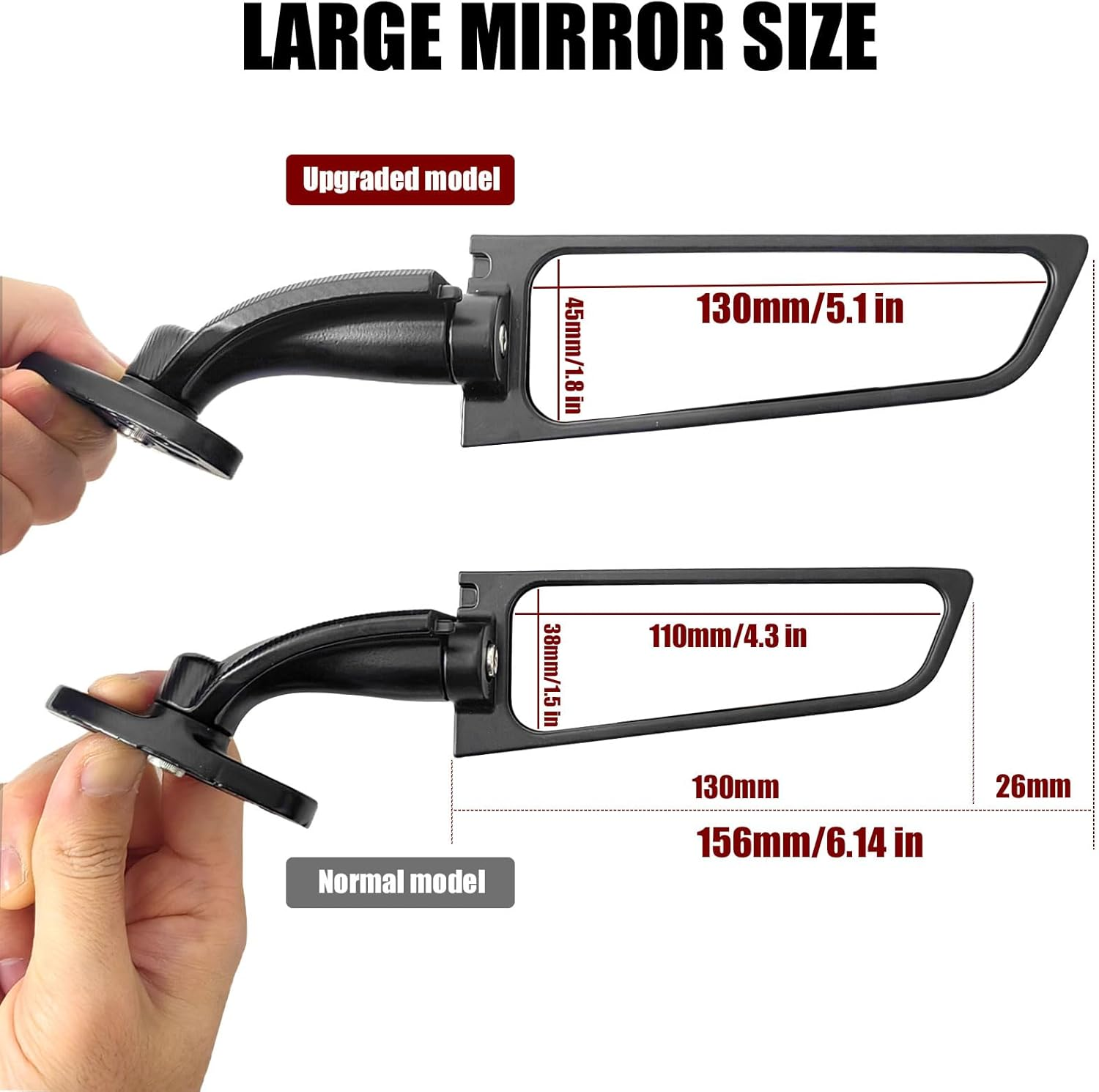 Large Size Motorcycle Mirrors Stealth Wind Wing Side Rearview Mirrors Compatible with 2025 Kawasaki Ninja 500 Ninja 650 Ninja 400 300 2025 ZX6R ZX10R ZX4RR ZX14R GSXR 1000 600 750 image number 5
