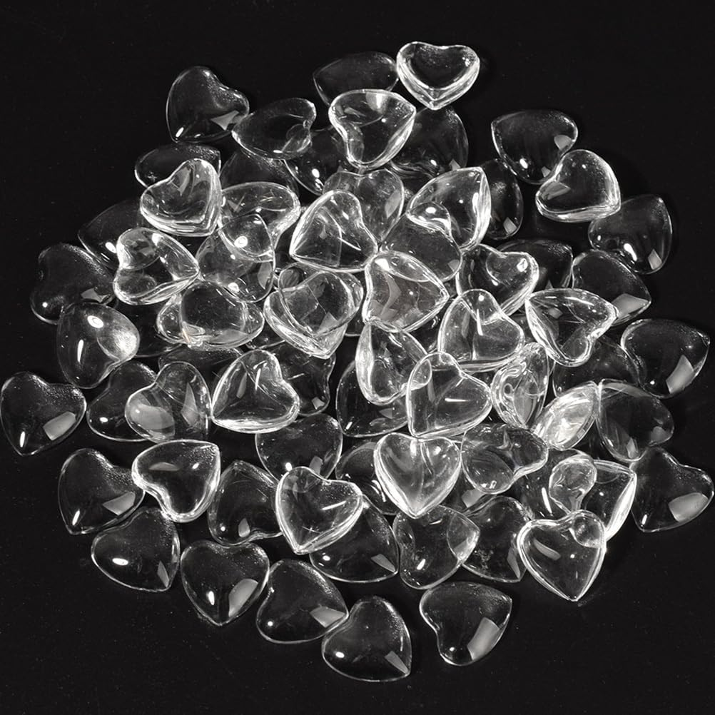 Minkissy 100Pcs Clear Glass Nail Polish Display Beads Haert Shaped Clear Glass Beads Bulk Nail Polish Color Card for Salon Diy Manicure Tool Accessories image number 3