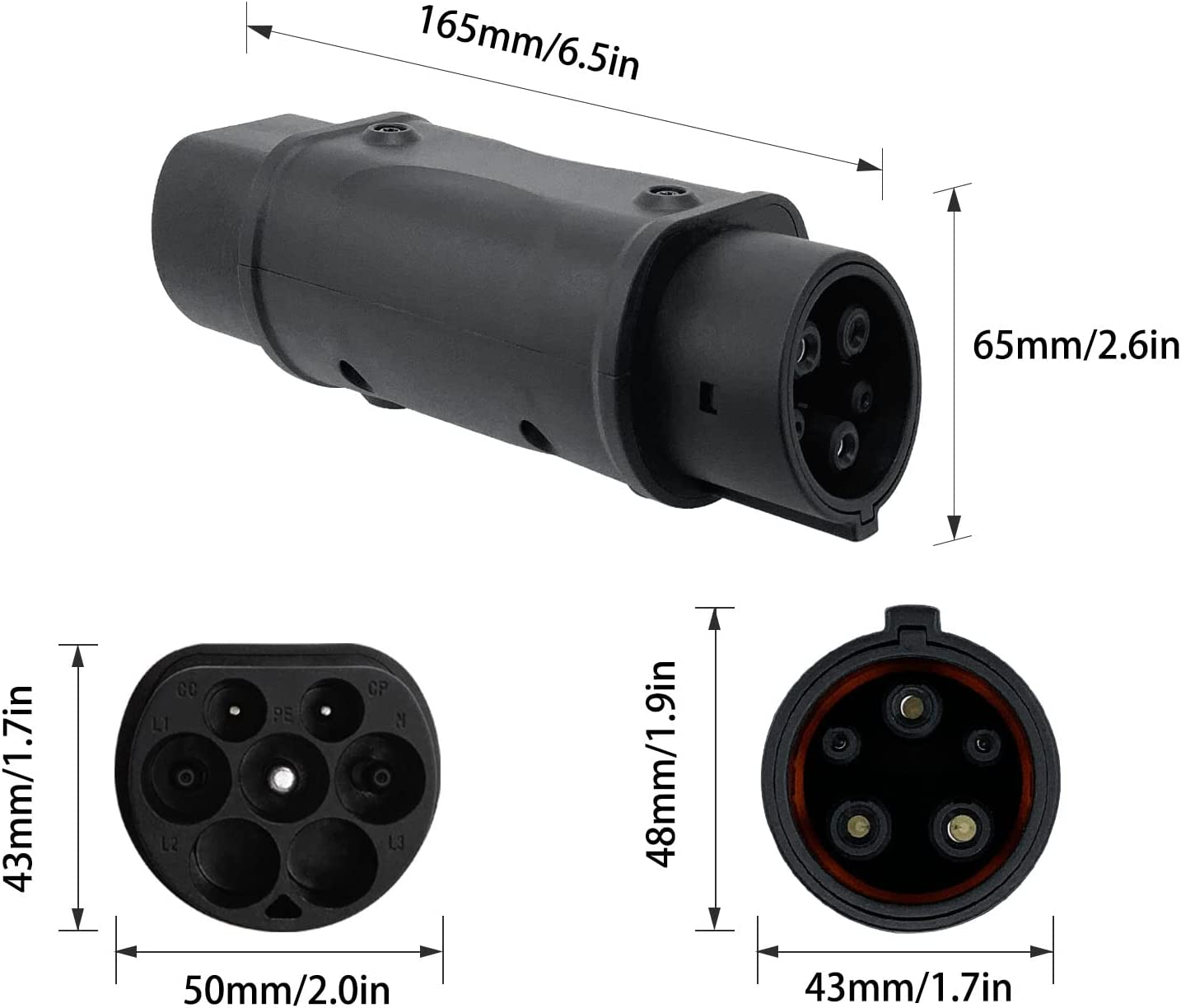 Evs Adapter, 16A 32A Universal EV Adapter Type 2 to Type 1 Connector IP54 EV Connector UL94 V 0 Flame Retardant EV Converter image number 4