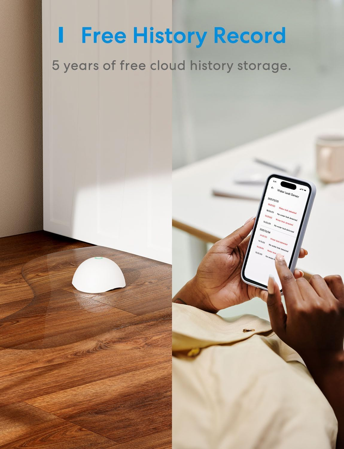 Meross Water Leak Detector, Smart Water Alarm with Hub, App Alert, Replaceable Batteries, Wireless Flood Sensor, Interlinked, Apple Homekit Supported, IP67, for Kitchen Bathroom Basement Garage