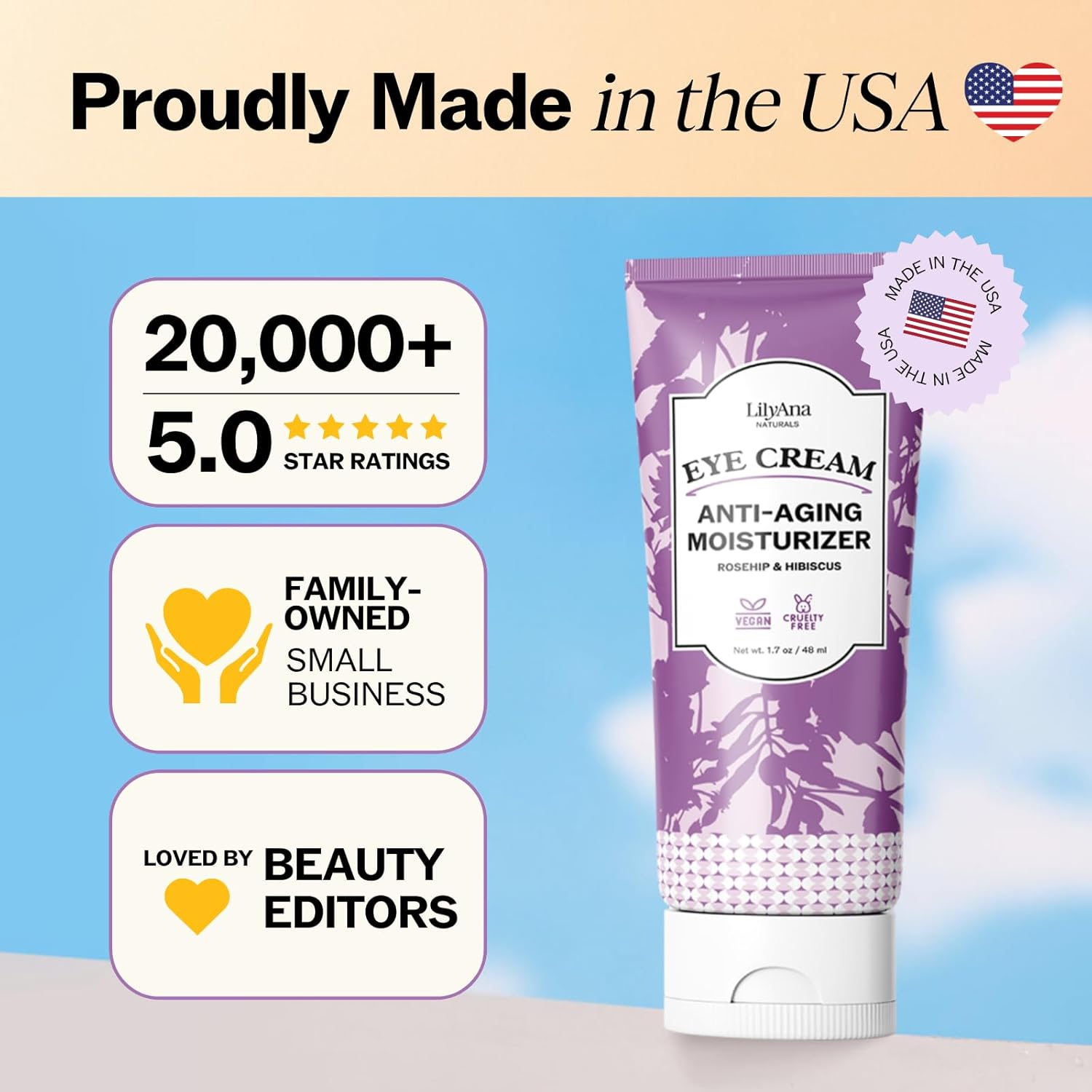 Eye Cream Moisturizer (1.7Oz) 94% Natural anti Aging Skin Care image number 1