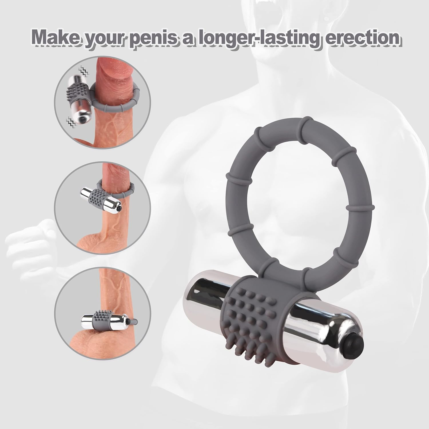 Single Ring Design Shaft Ring with Ball Rring Extured Silicone Bionic Bullet Delay Ring Premium Elastic Ring for Men Long Lasting Enhancement Ring Bed Exercise Ring Sports Bodybuilding Trainer