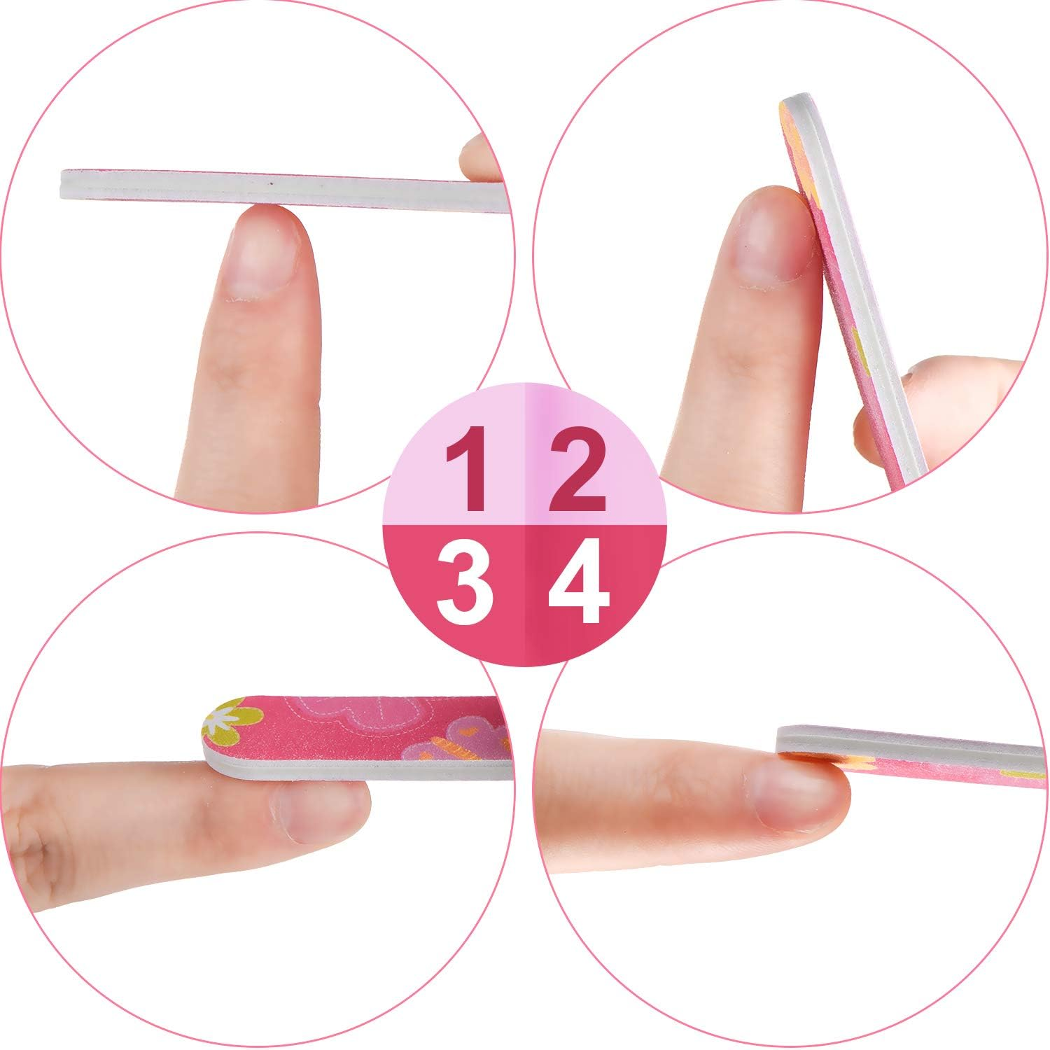 100 Pieces Mini Nail Files Double Sided Emery Boards Nail File and Buffers Nail Tools for Women Girls, 5 Colors