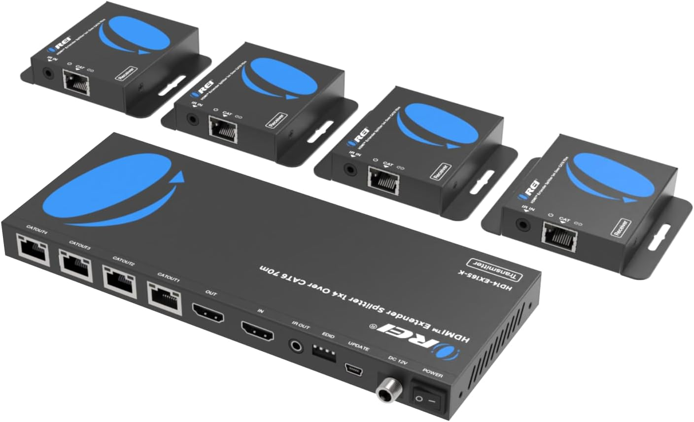 OREI 1X4 HDMI Extender Splitter Multiple over Single Cable CAT6/7 1080P with IR Remote EDID Management - up to 165 Ft - Loop Out - Low Latency - Full Support image number 4