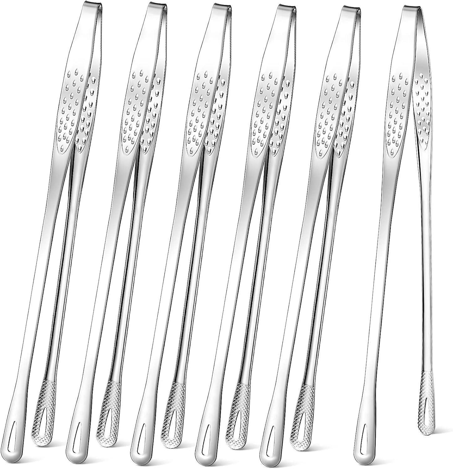 6 Pcs Grill Tongs， 11 Inches Stainless Steel Korean BBQ Grill Tongs Japanese Barbecue Tongs for Cooking Portable Kitchenware Home Outdoor Steak Salad Food (6) image number 3