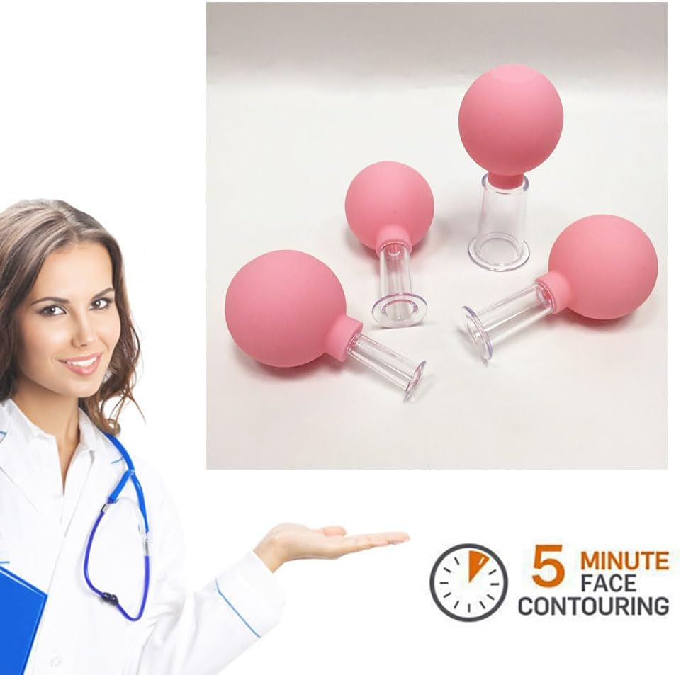 Facial Cupping Set anti Aging Vacuum Suction Cupping Cups 4Pcs Face Cupping Therapy Sets for Wrinkles Facial Cupping Gua Sha Facial Massage Cupping Tool for Face, Neck and Whole Body image number 4