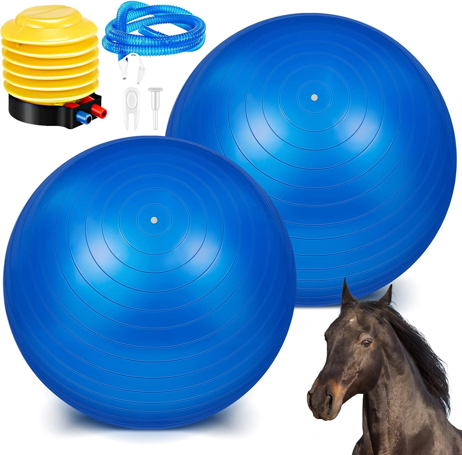 Sotiff 2 Pcs 40 Inch Horse Ball for Play Large Horse Ball Big Equine Herding Ball anti Burst Dog Soccer Ball Giant, Pump Included(40 Inch,Blue)