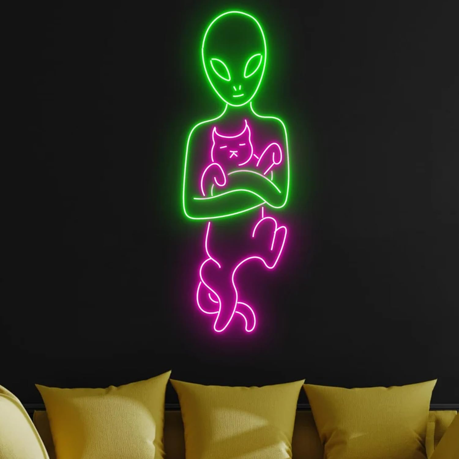 Alien Neon Sign Alien LED Light Alien Cat Neon Light Cat Neon Sign Aesthetic Room Decor Nursery LED Sign Custom Neon Sign UFO Neon Sign