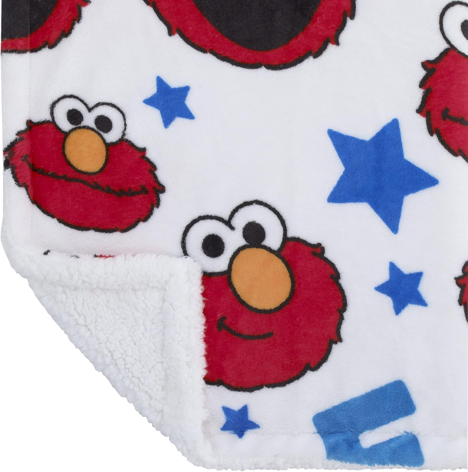 Sesame Street Elmo, Red, Blue, Yellow, Green, & White with Stars Super Soft Baby Blanket, Red, Blue, White,