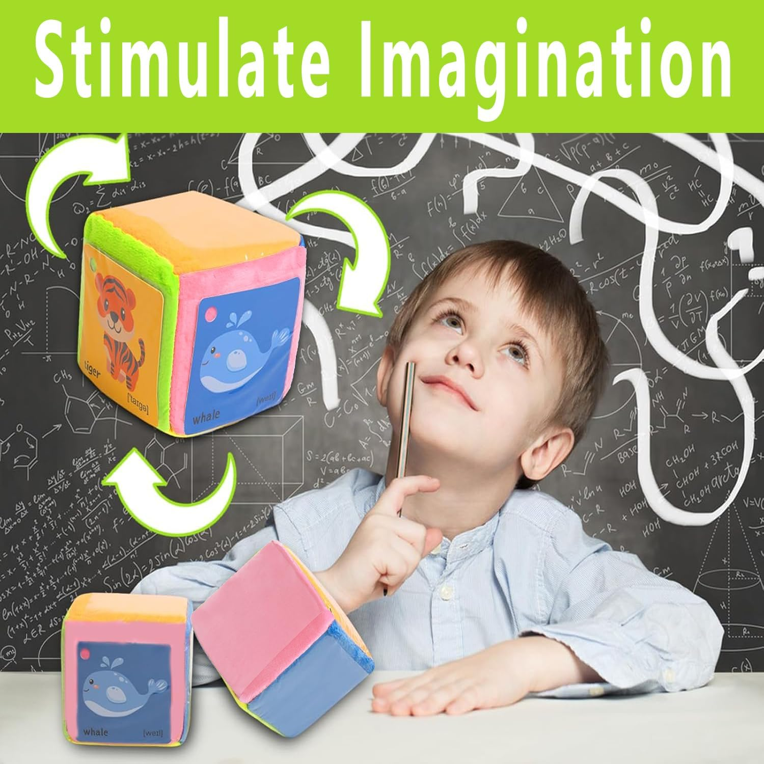 Wtpin Pack of 2 Pocket Cubes, Dice with Pockets for Nursery, Colourful Cube with Pocket Pockets, 10 Cm Pocket Cube, Large Colourful Cube, Children'S Learning Cube for Nursery (10 X 10 Cm) image number 6