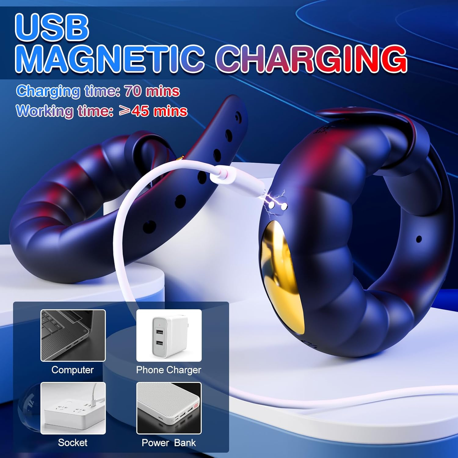 Vibrating Cock Ring Sex Toys - Powerful Penis Ring Vibrator with 10 Vibrations & Adjustable Buckle, App Control Male Sex Toy Cockring for Erections, Adult Sex Toys & Games for Men Women Couples image number 4