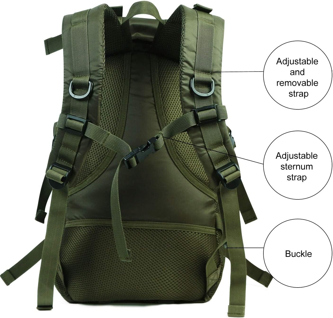 PAIWPHLI Tactical Backpack Flight Parachute Pack Large Lightweight Travel Backpack with Molle for Outdoor - Black image number 6