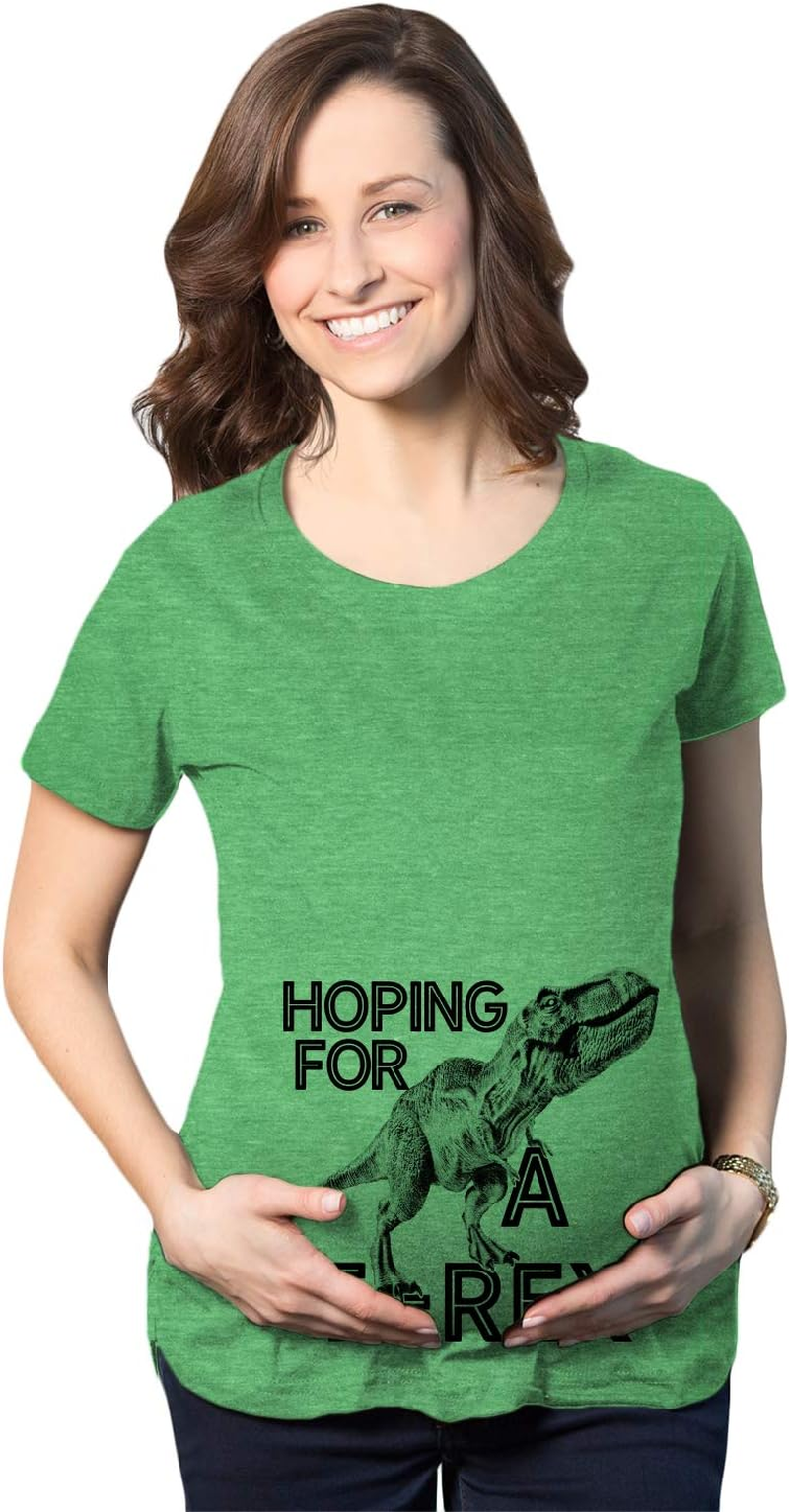 Crazy Dog T-Shirts Maternity Hoping for a T-Rex Pregnancy T-Shirt Cute Funny Dinosaur Tee for Mom to Be image number 6